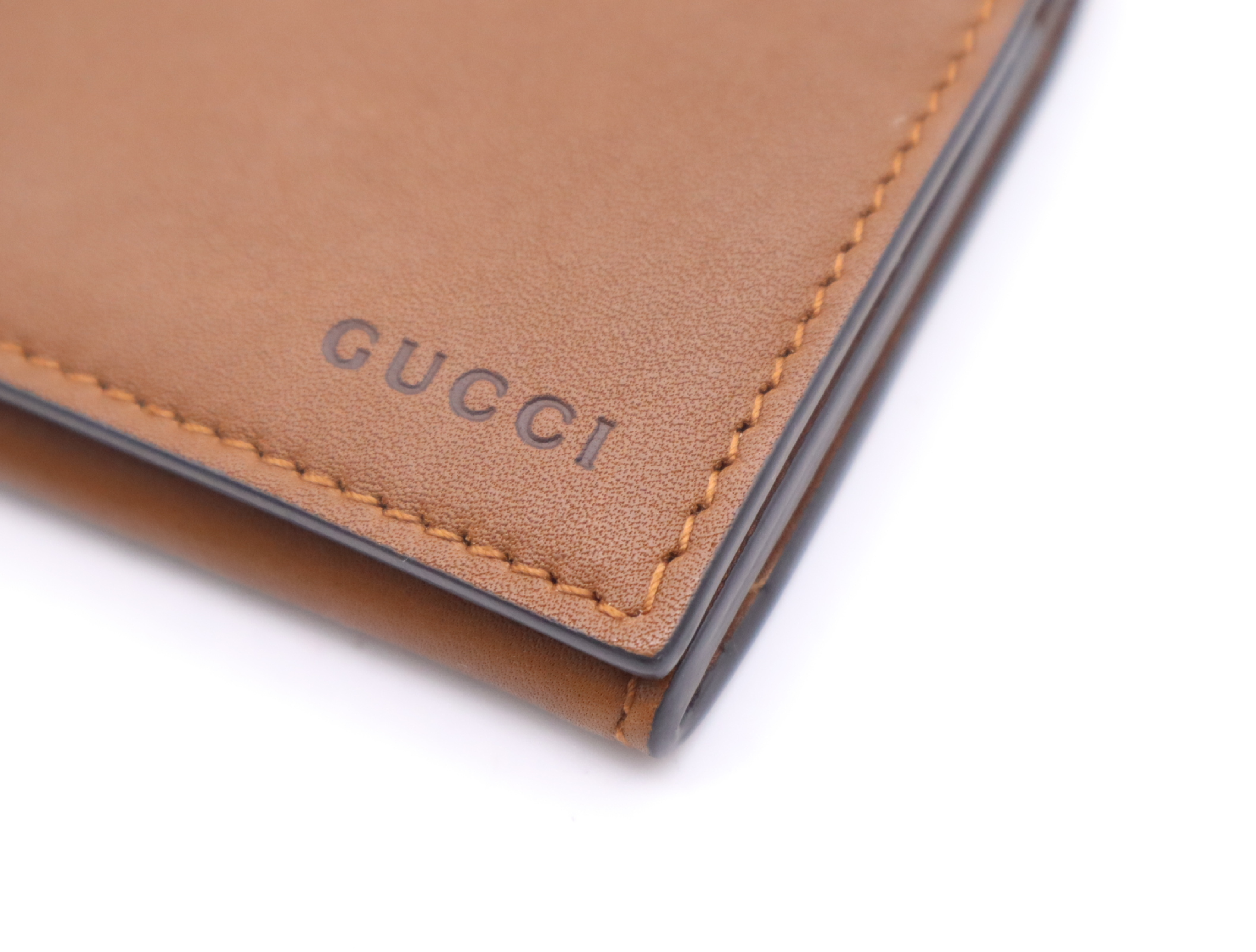 818956 GG Emblem GG Fabric Brown Card Case — view 7