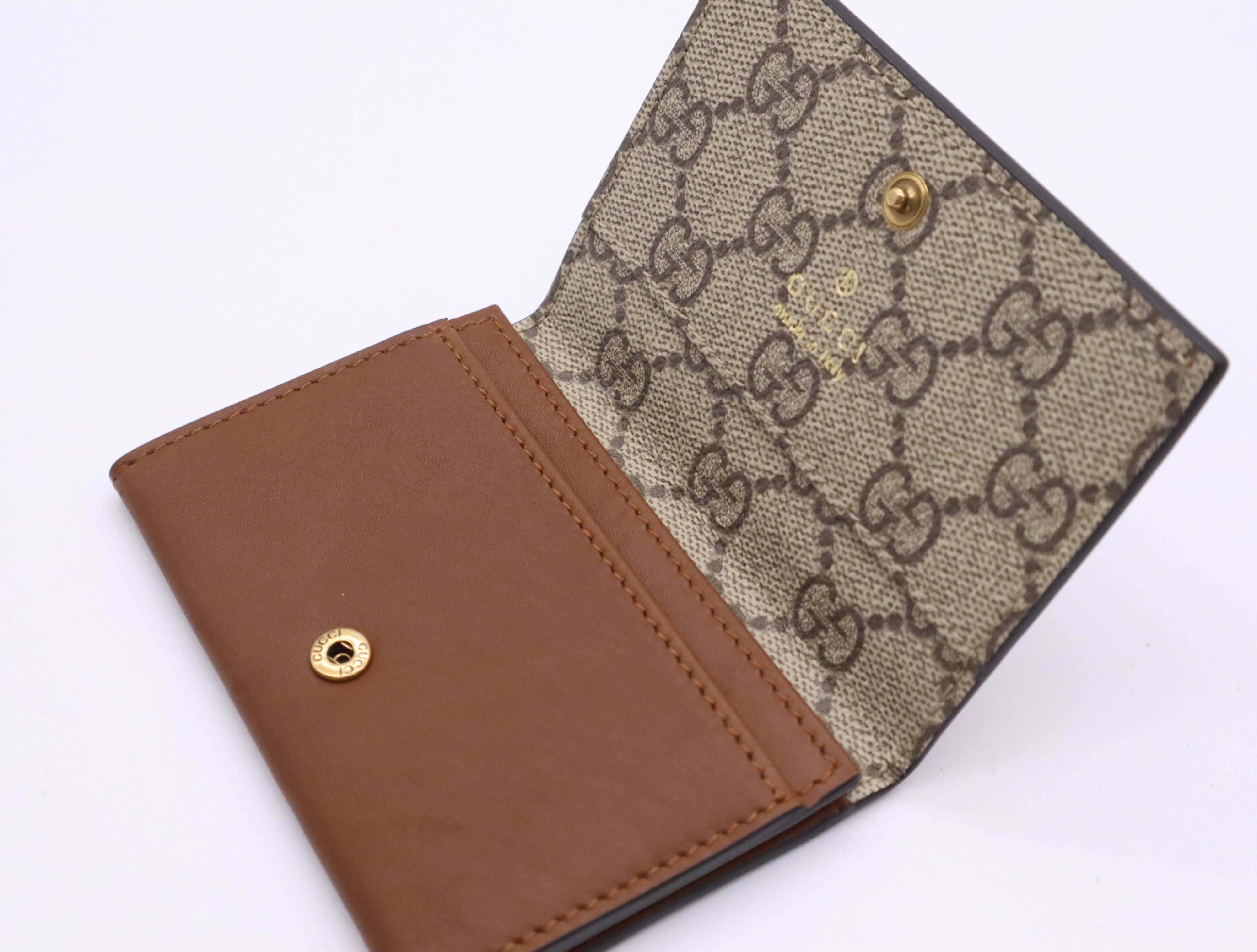 818956 GG Emblem GG Fabric Brown Card Case — view 10