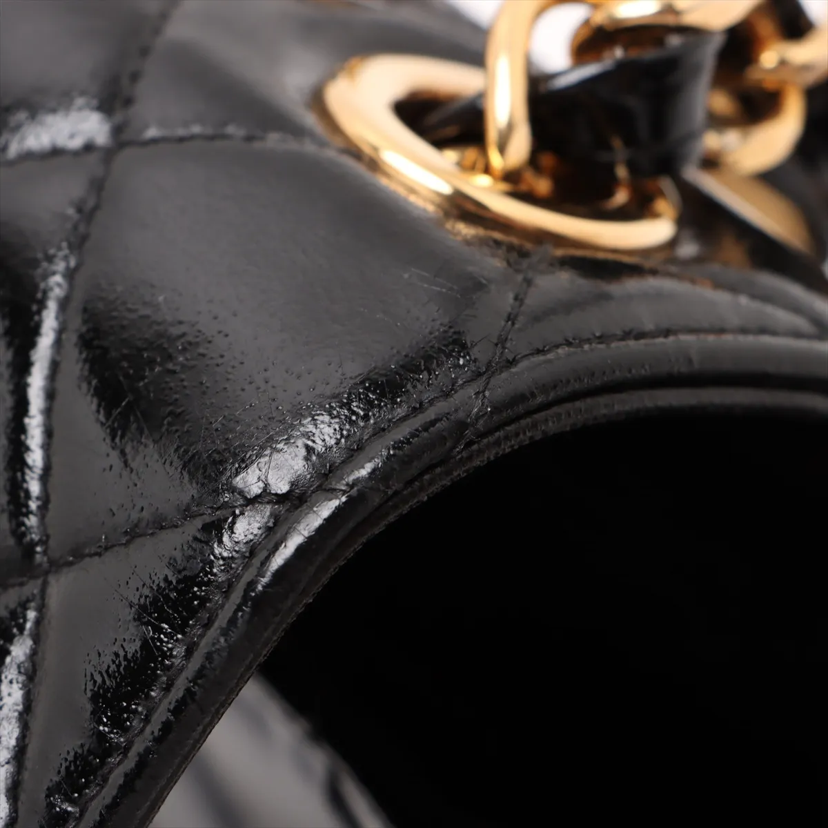 Deca Matelasse 30 Large Patent Leather Single Flap Double Chain Bag Black Gold Hardware 3424144 3rd Series A11869 — view 15