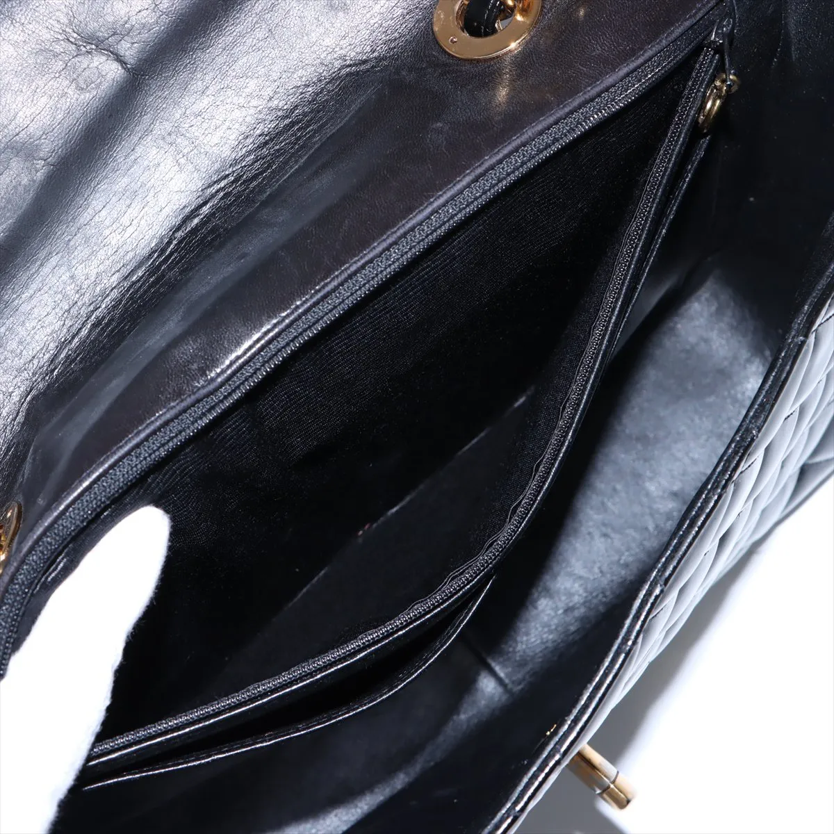 Deca Matelasse 30 Large Patent Leather Single Flap Double Chain Bag Black Gold Hardware 3424144 3rd Series A11869 — view 8
