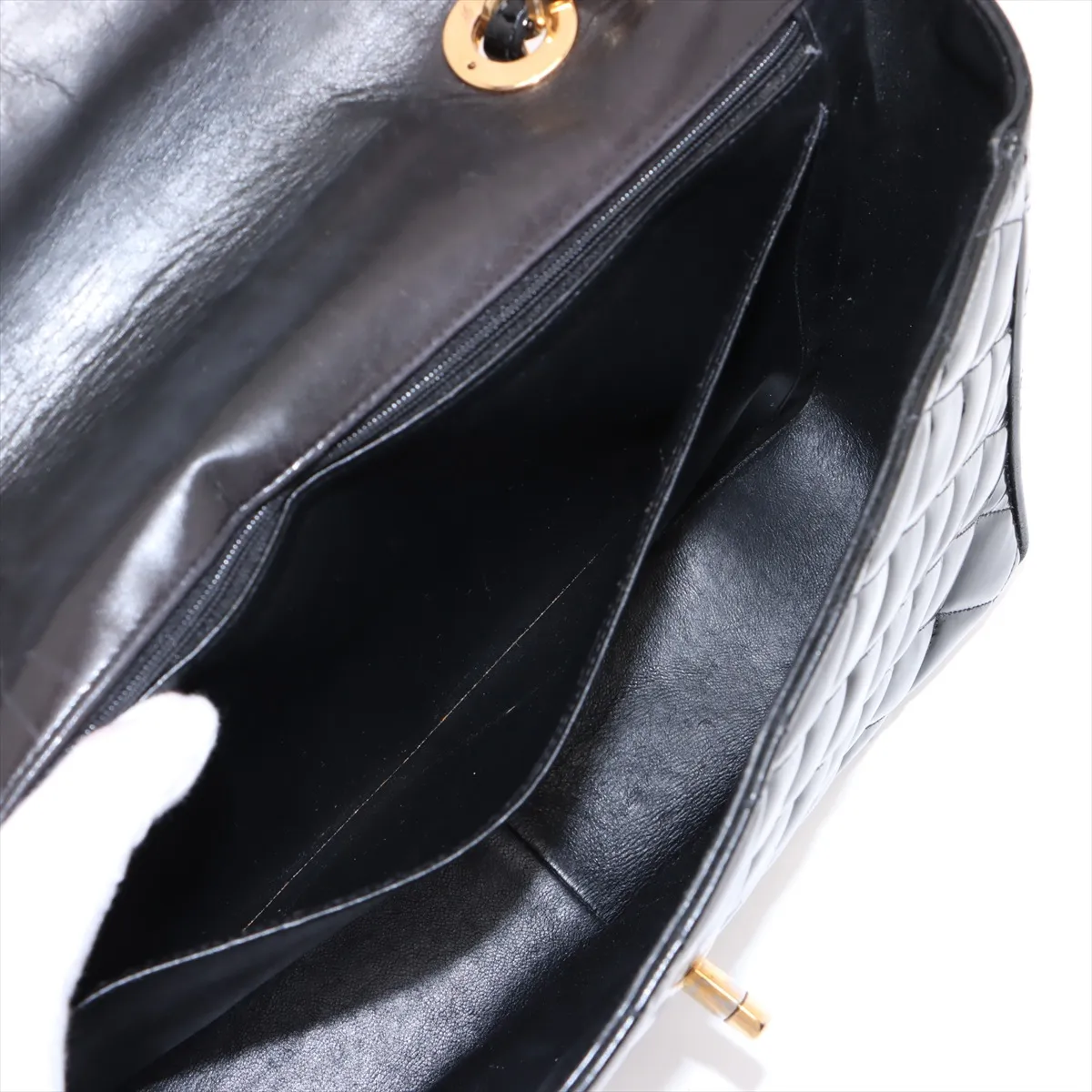 Deca Matelasse 30 Large Patent Leather Single Flap Double Chain Bag Black Gold Hardware 3424144 3rd Series A11869 — view 9