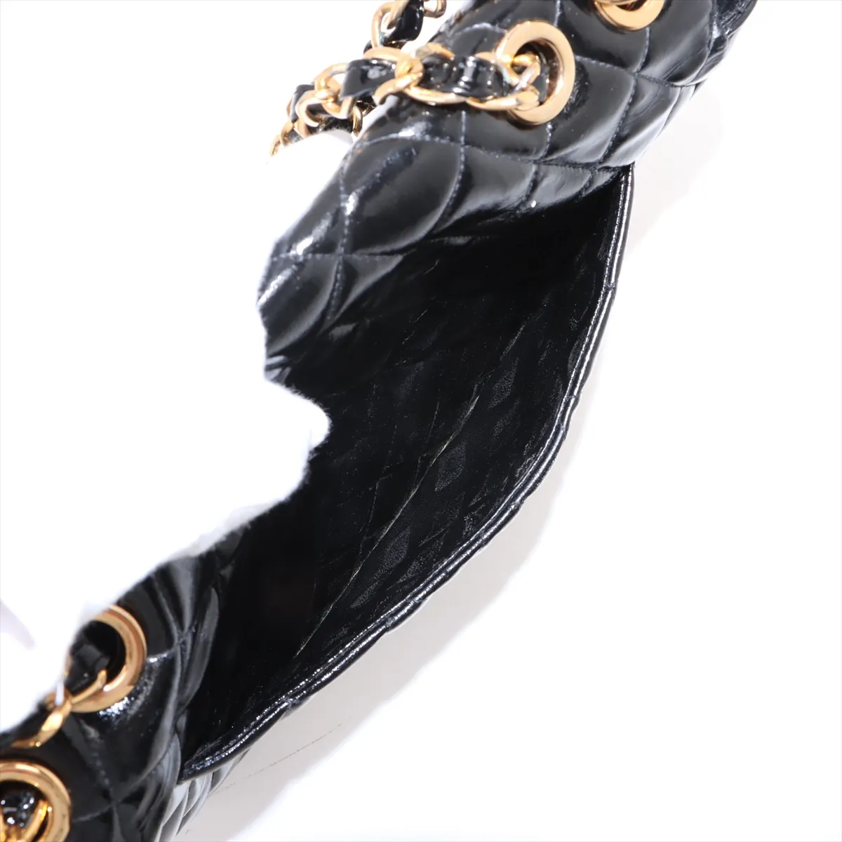 Deca Matelasse 30 Large Patent Leather Single Flap Double Chain Bag Black Gold Hardware 3424144 3rd Series A11869 — view 10