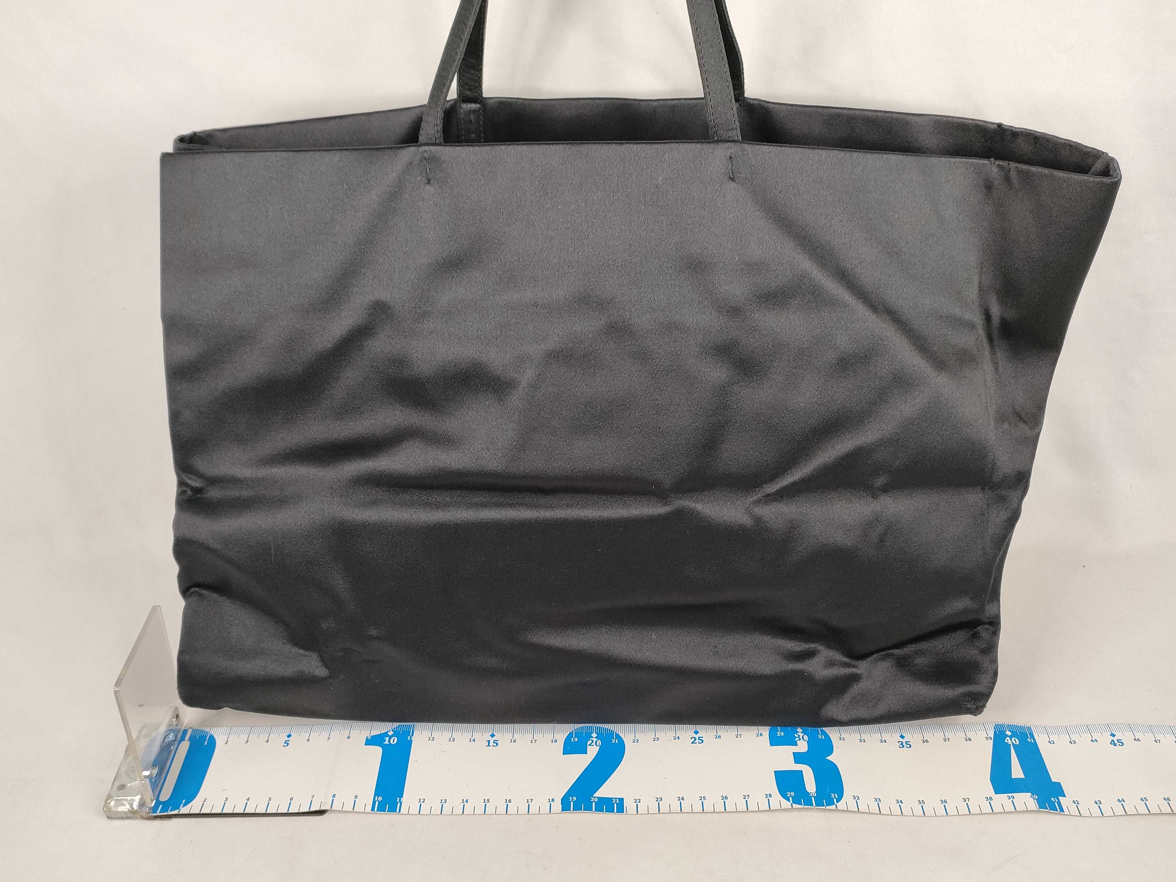 Satin Triangle Logo Hardware Logo Handbag Black — view 2