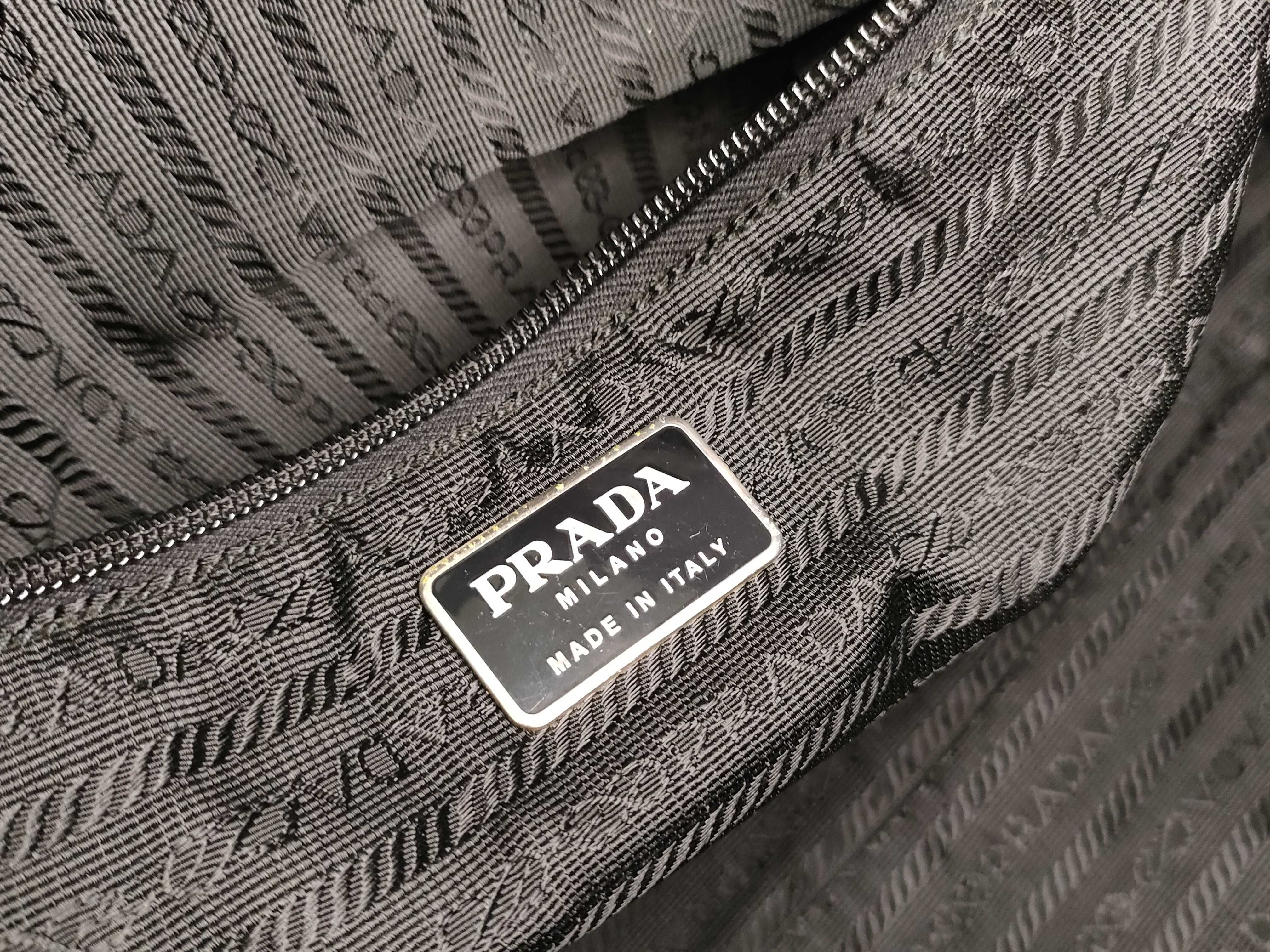 Satin Triangle Logo Hardware Logo Handbag Black — view 11