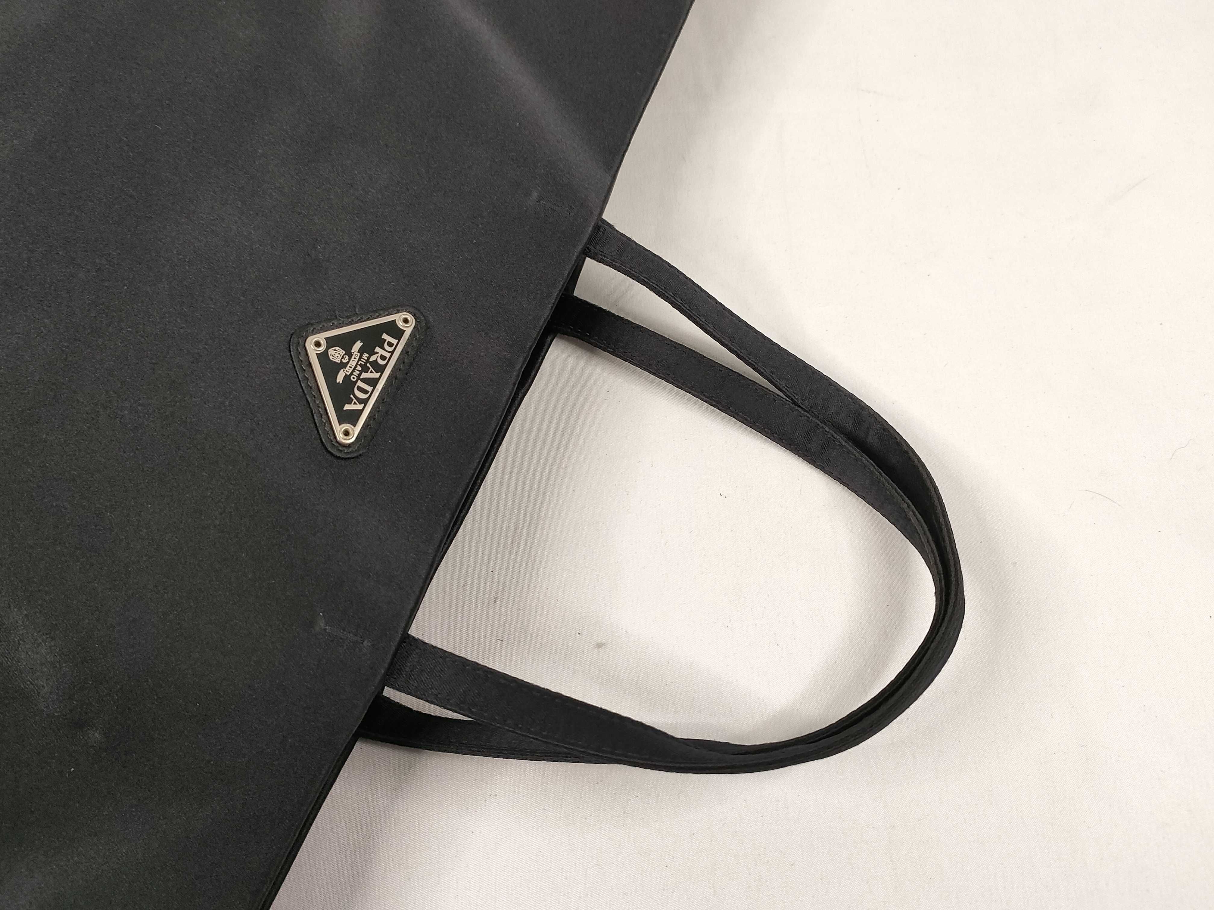 Satin Triangle Logo Hardware Logo Handbag Black — view 3