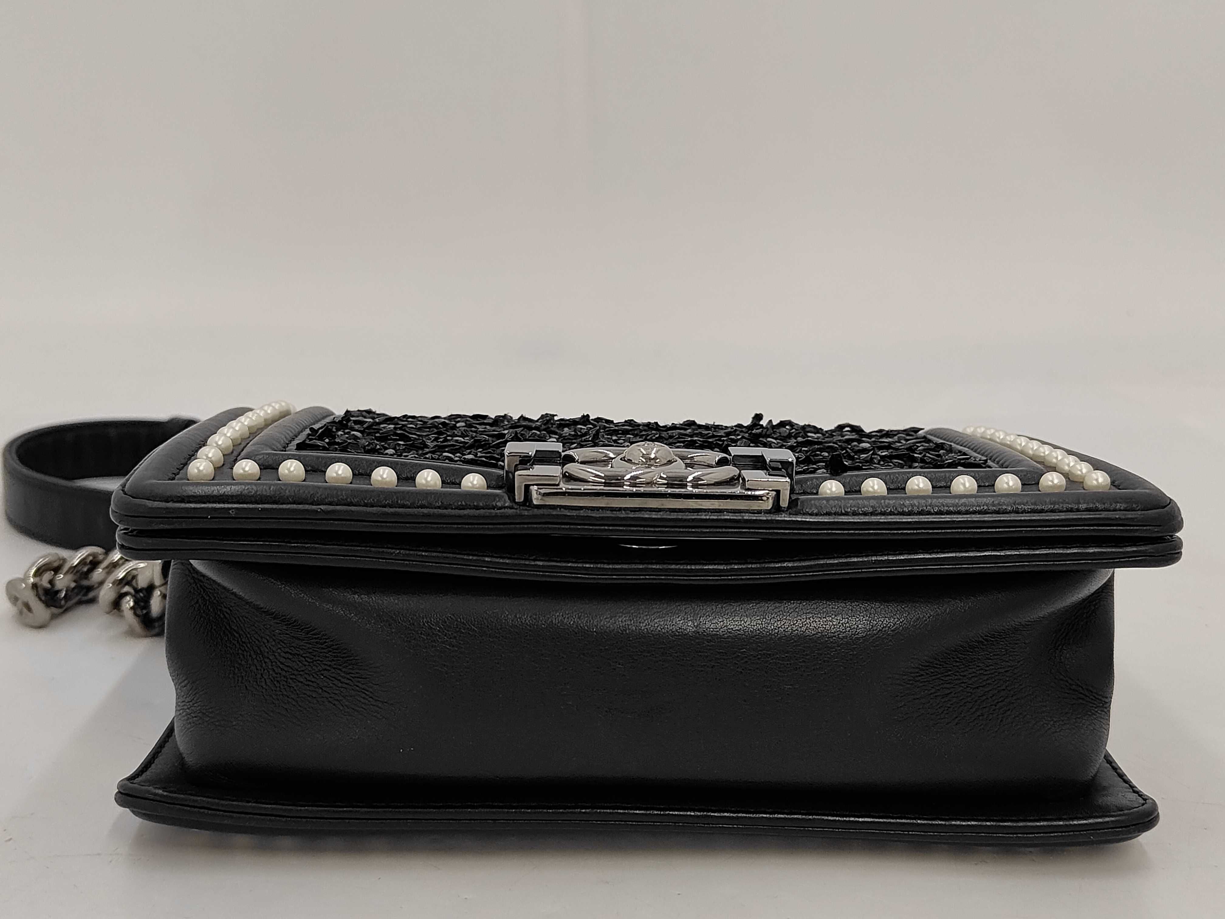 Boy Chanel 20 Pearl Chain Shoulder Bag, Lambskin, Black, Silver Hardware, 26432581 Shoulder Bag — view 4