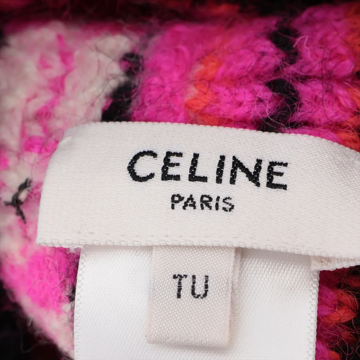 logo knit cap, wool, black x pink. Shows wear, — view 5