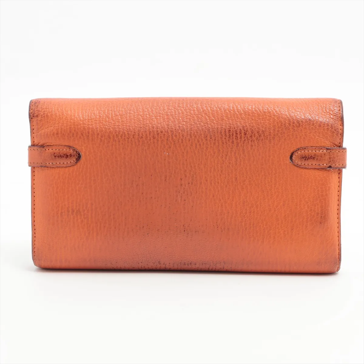 Kelly Wallet Chevre Mysore Long Wallet Orange Gold Hardware N: 2010 Hardware is loose. — view 2