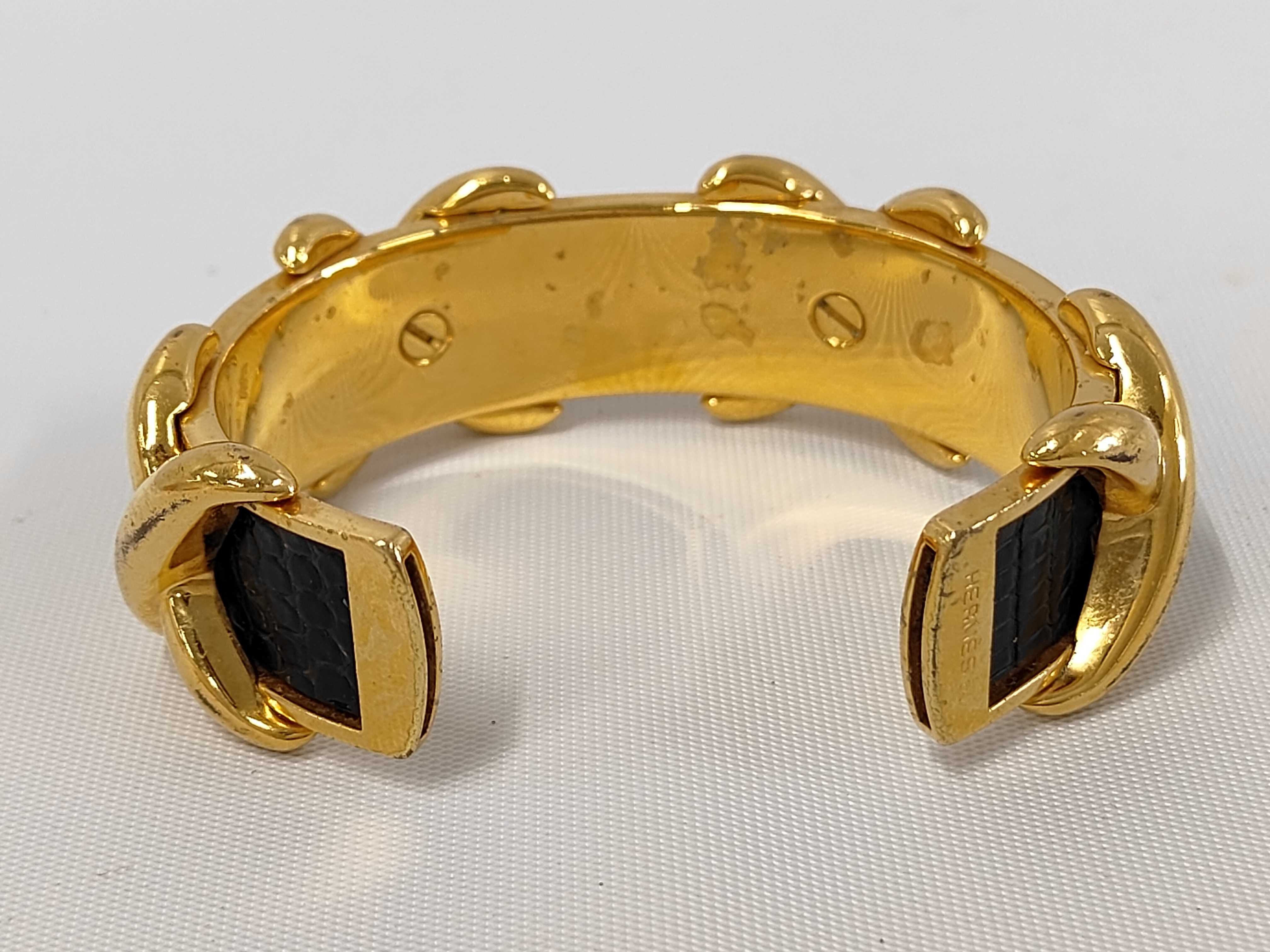 Cross Leather Gold Hardware Bracelet/Bangle — view 2