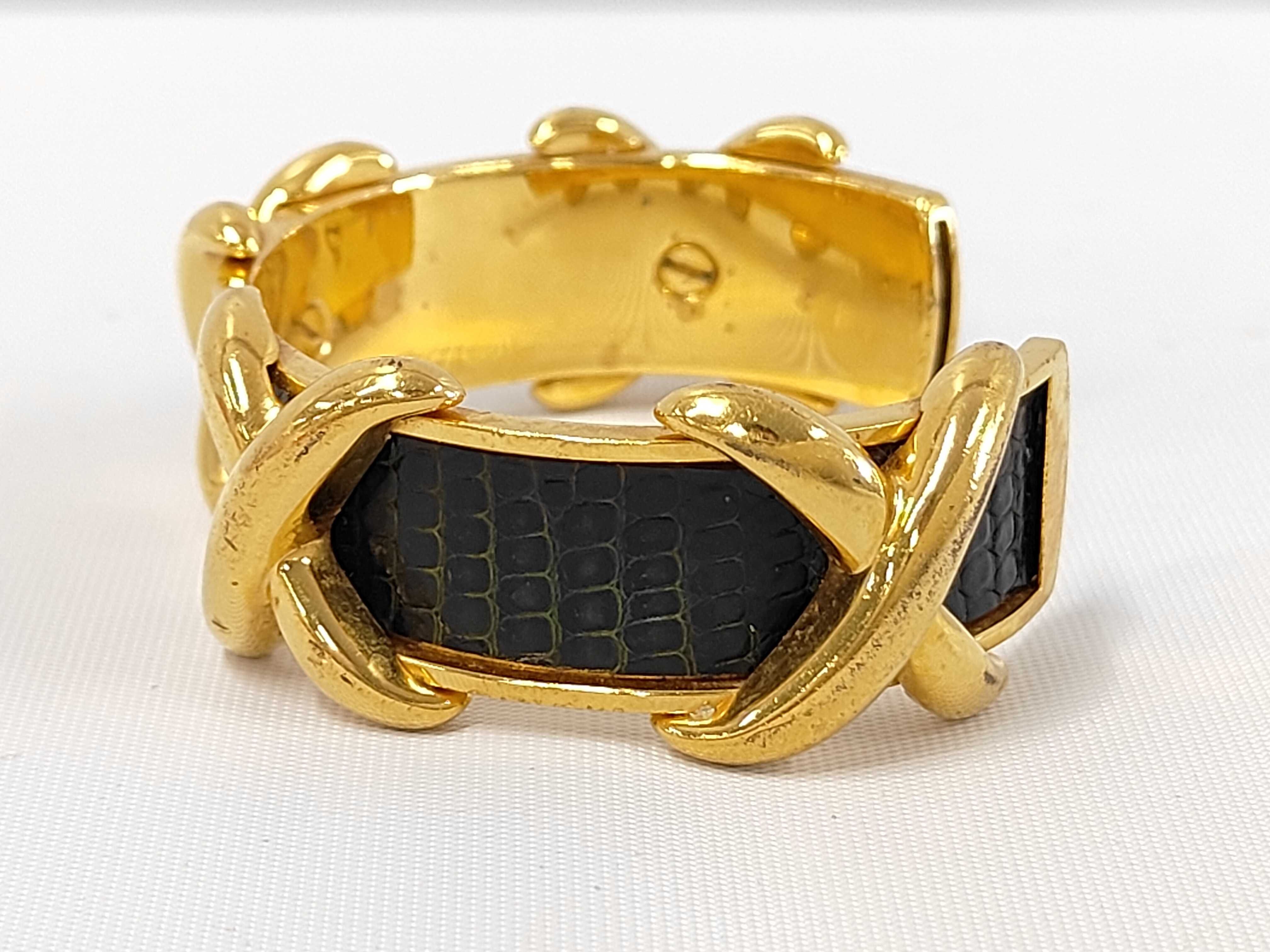 Cross Leather Gold Hardware Bracelet/Bangle — view 3