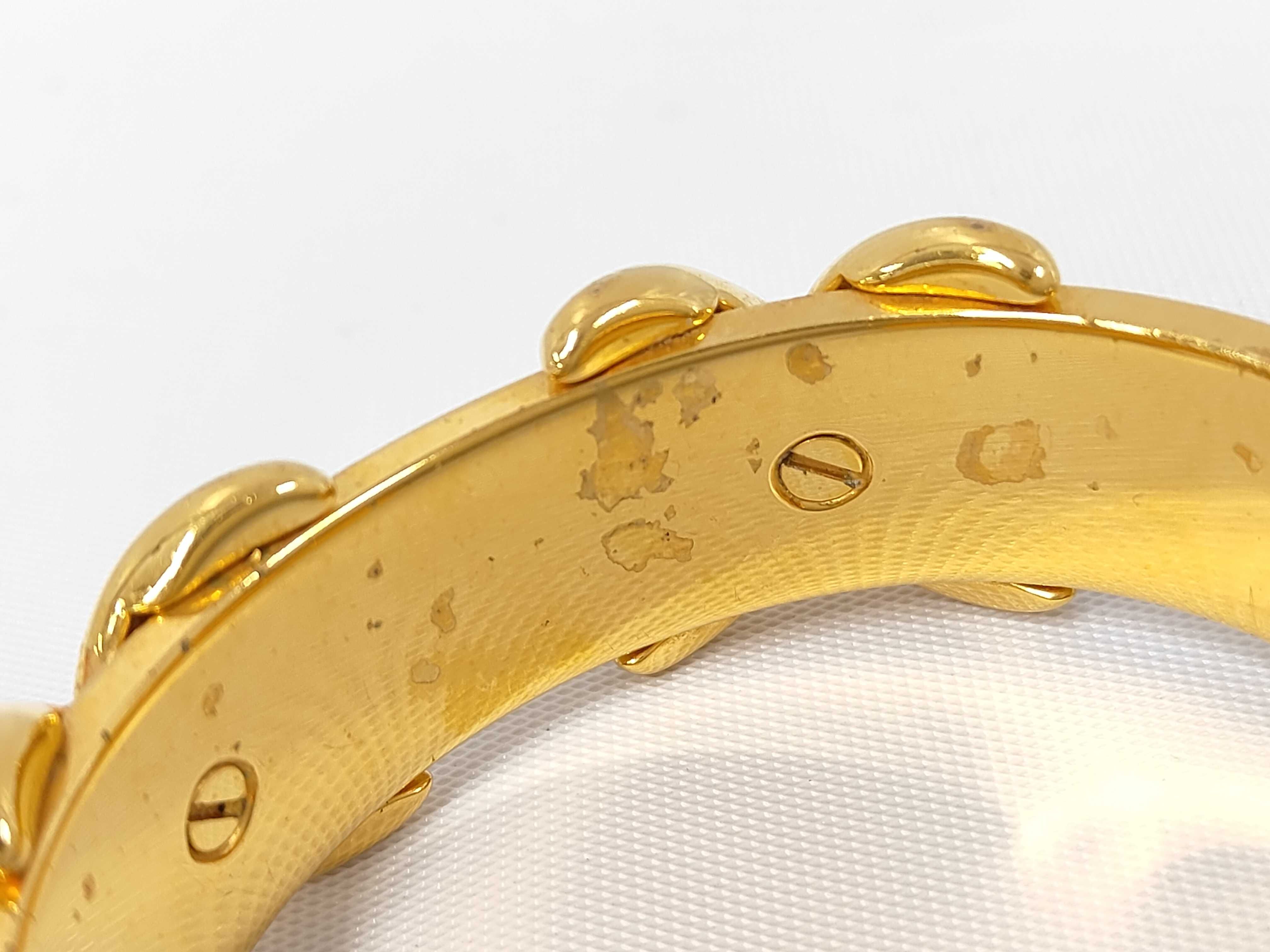Cross Leather Gold Hardware Bracelet/Bangle — view 4
