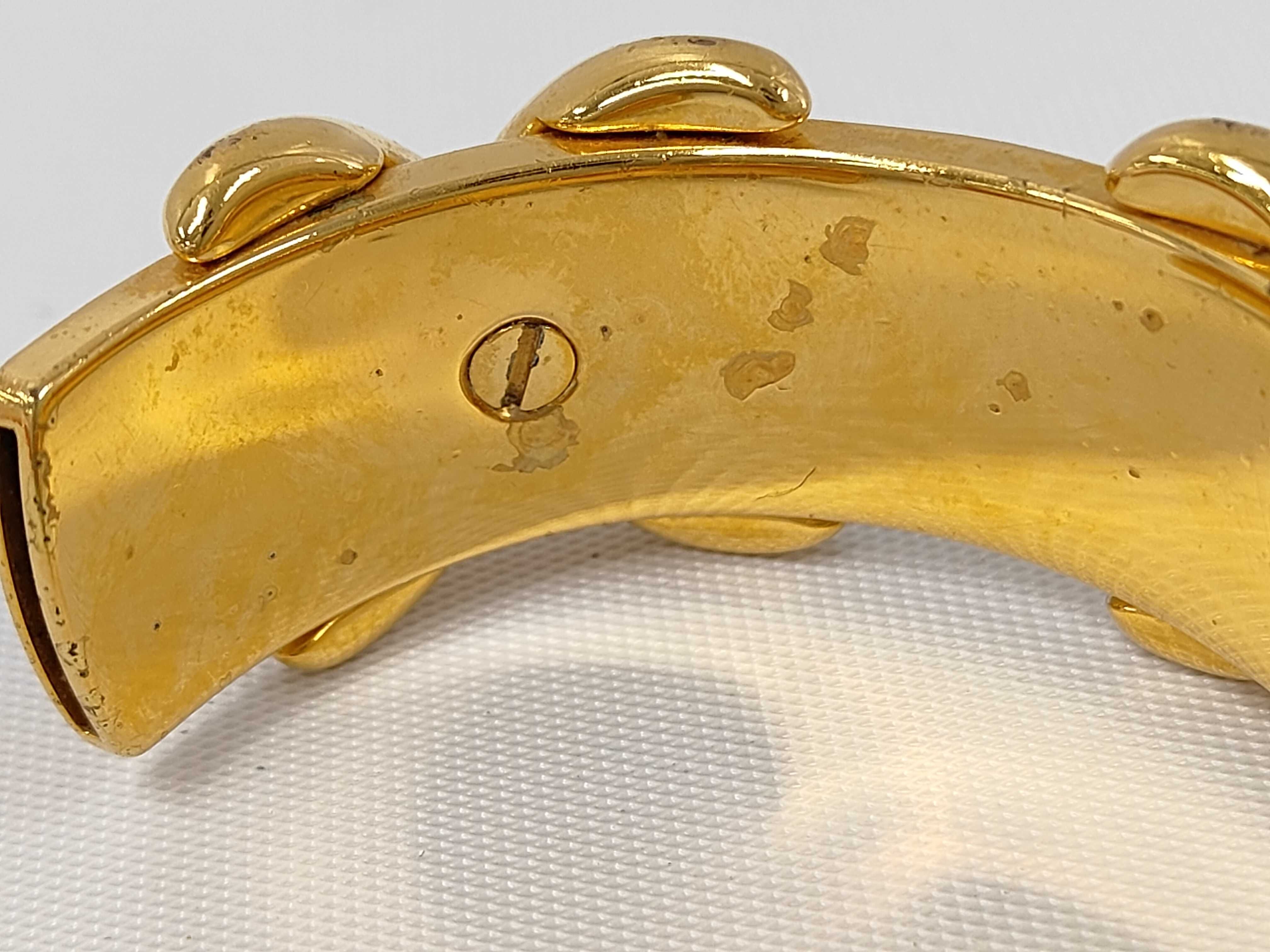 Cross Leather Gold Hardware Bracelet/Bangle — view 5