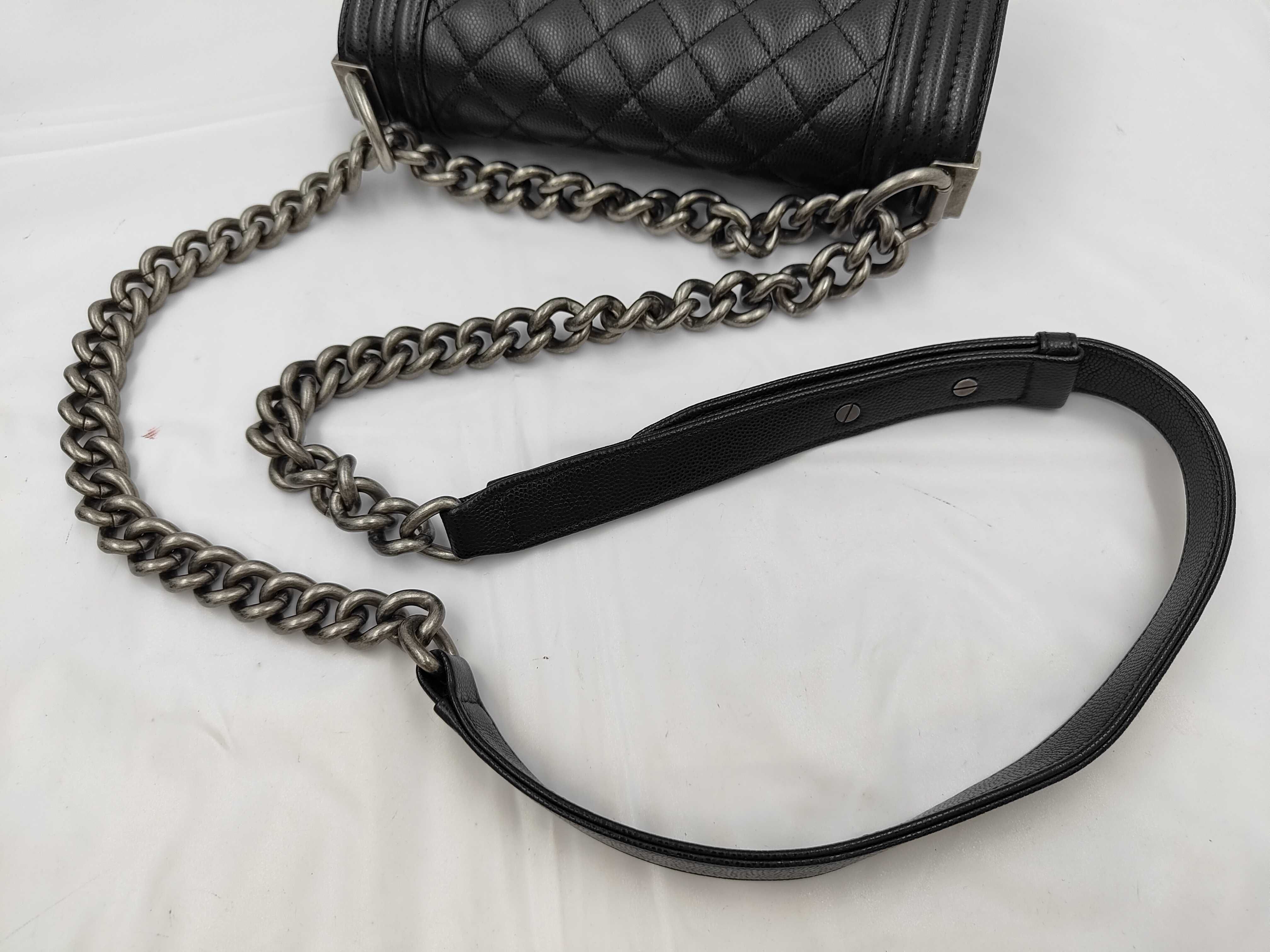 Boy Chanel Small Caviar Skin Black Silver Hardware Serial Number 26 Series Black Shoulder Bag — view 3
