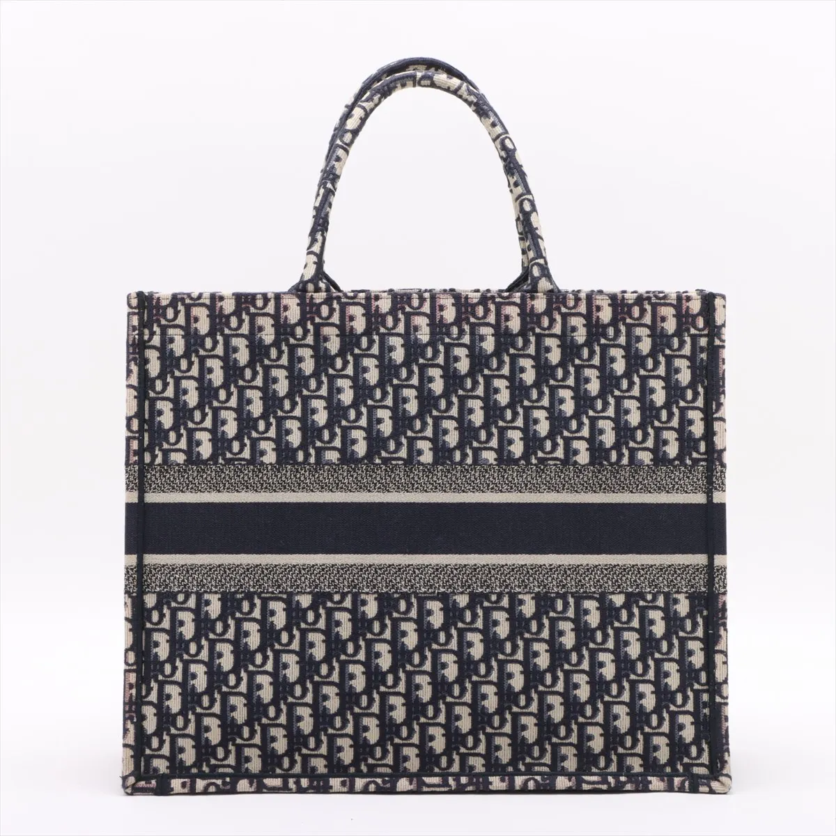 Oblique Book Tote Large Canvas Tote Bag Navy — view 2