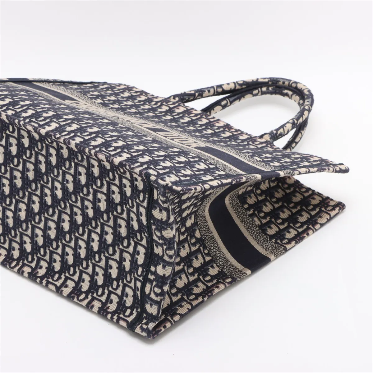 Oblique Book Tote Large Canvas Tote Bag Navy — view 3