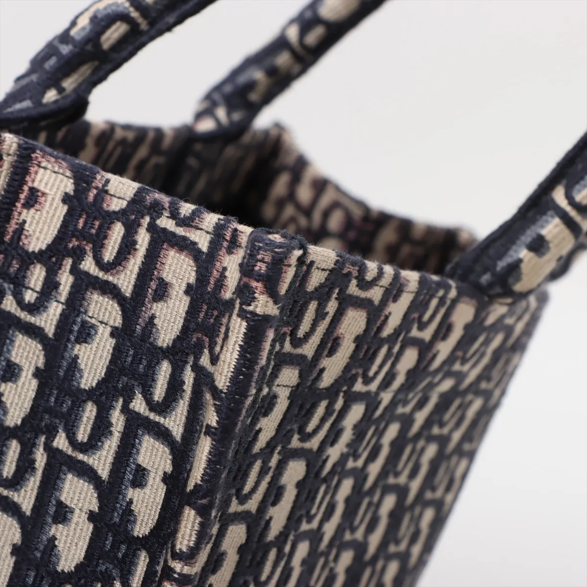 Oblique Book Tote Large Canvas Tote Bag Navy — view 9