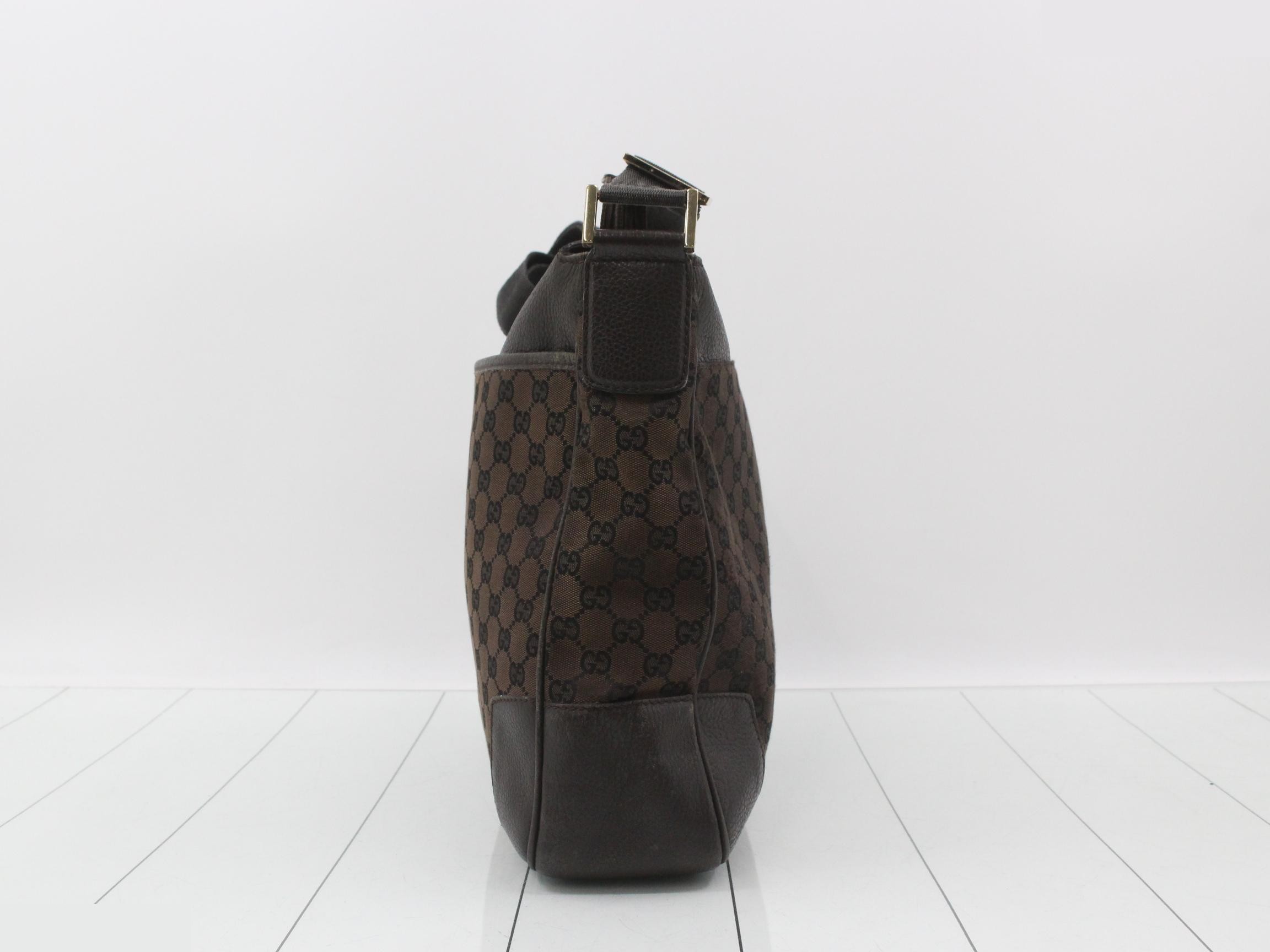 canvas shoulder bag, brown leather, item number 282527 — view 3