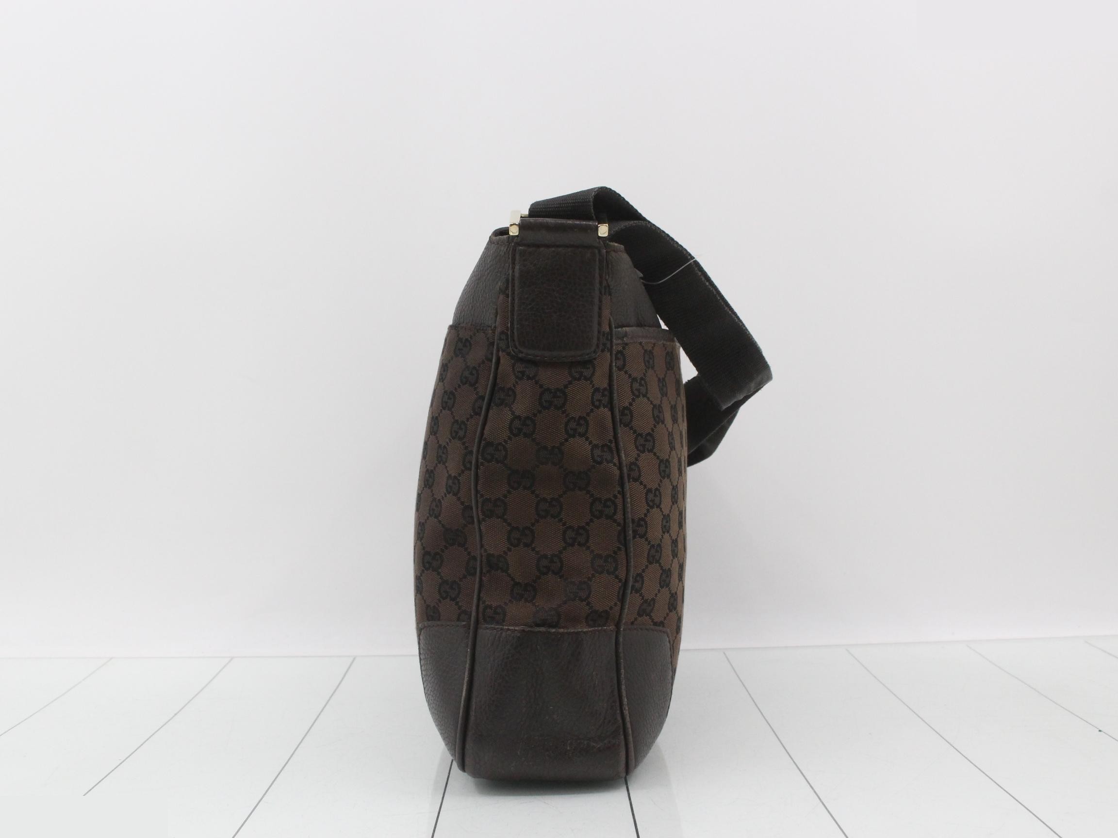 canvas shoulder bag, brown leather, item number 282527 — view 4