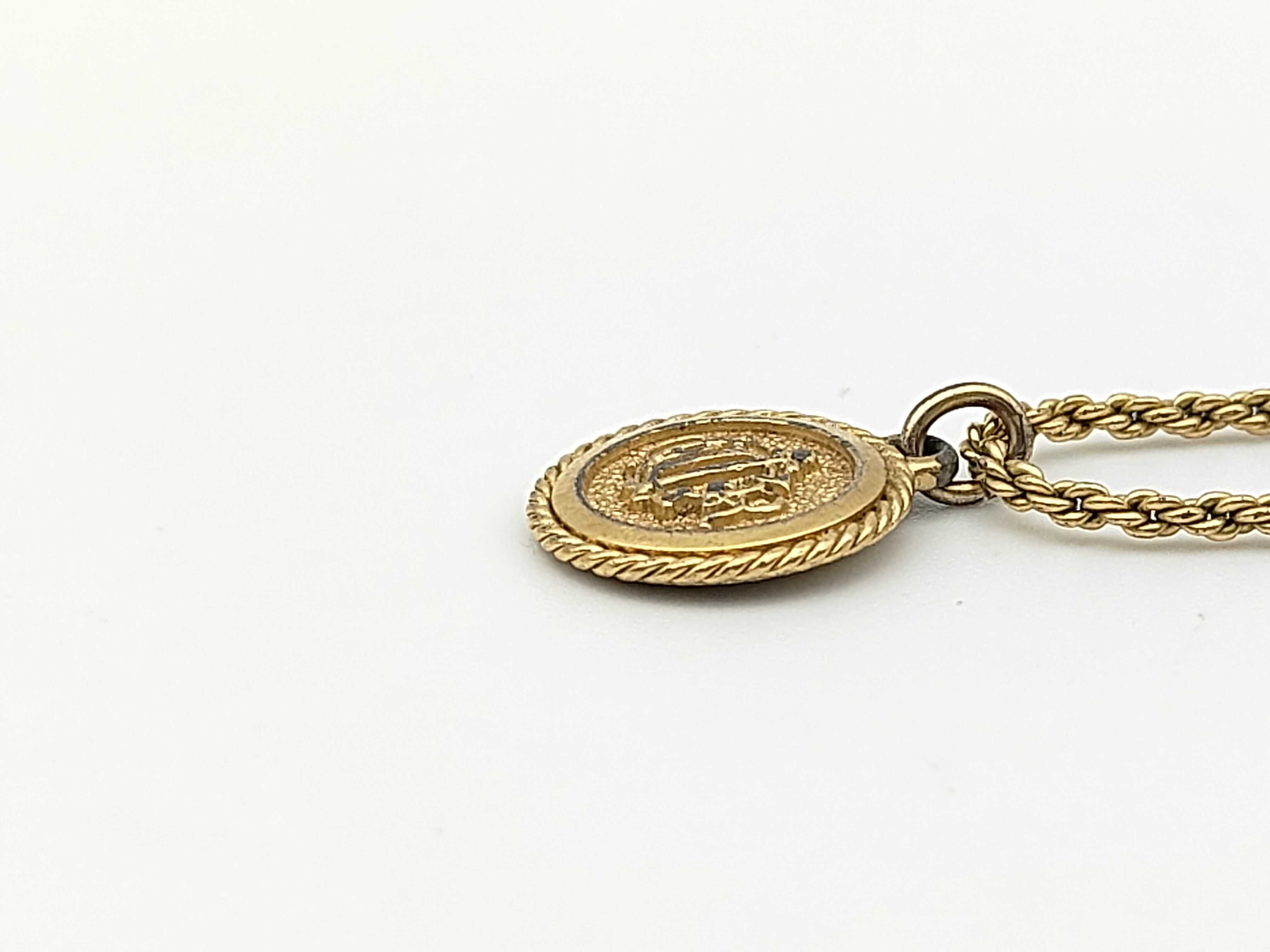 coin logo vintage rope chain gold necklace — view 3
