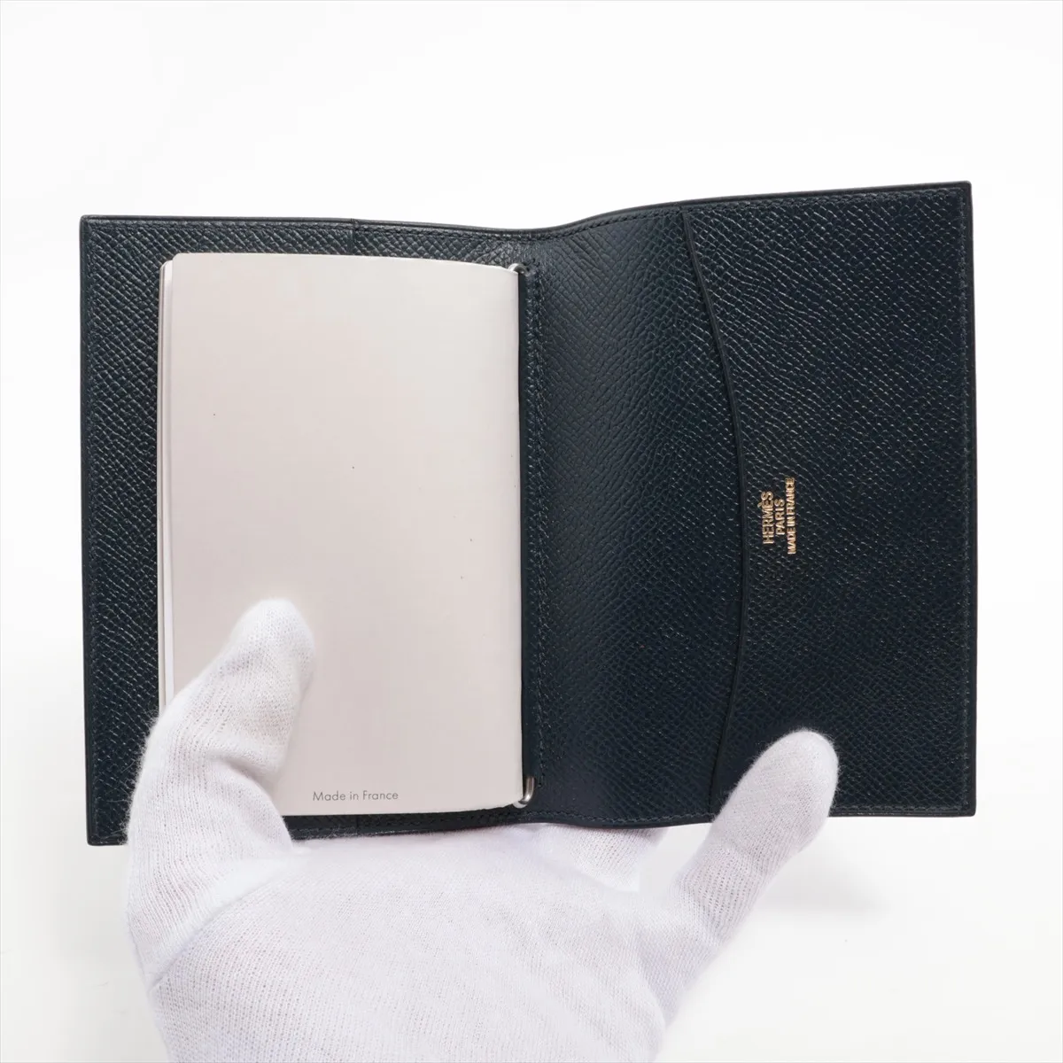 Agenda Mini, Veau Epsom leather, notebook cover, navy, silver hardware, D: 2000, notebook included. — view 4