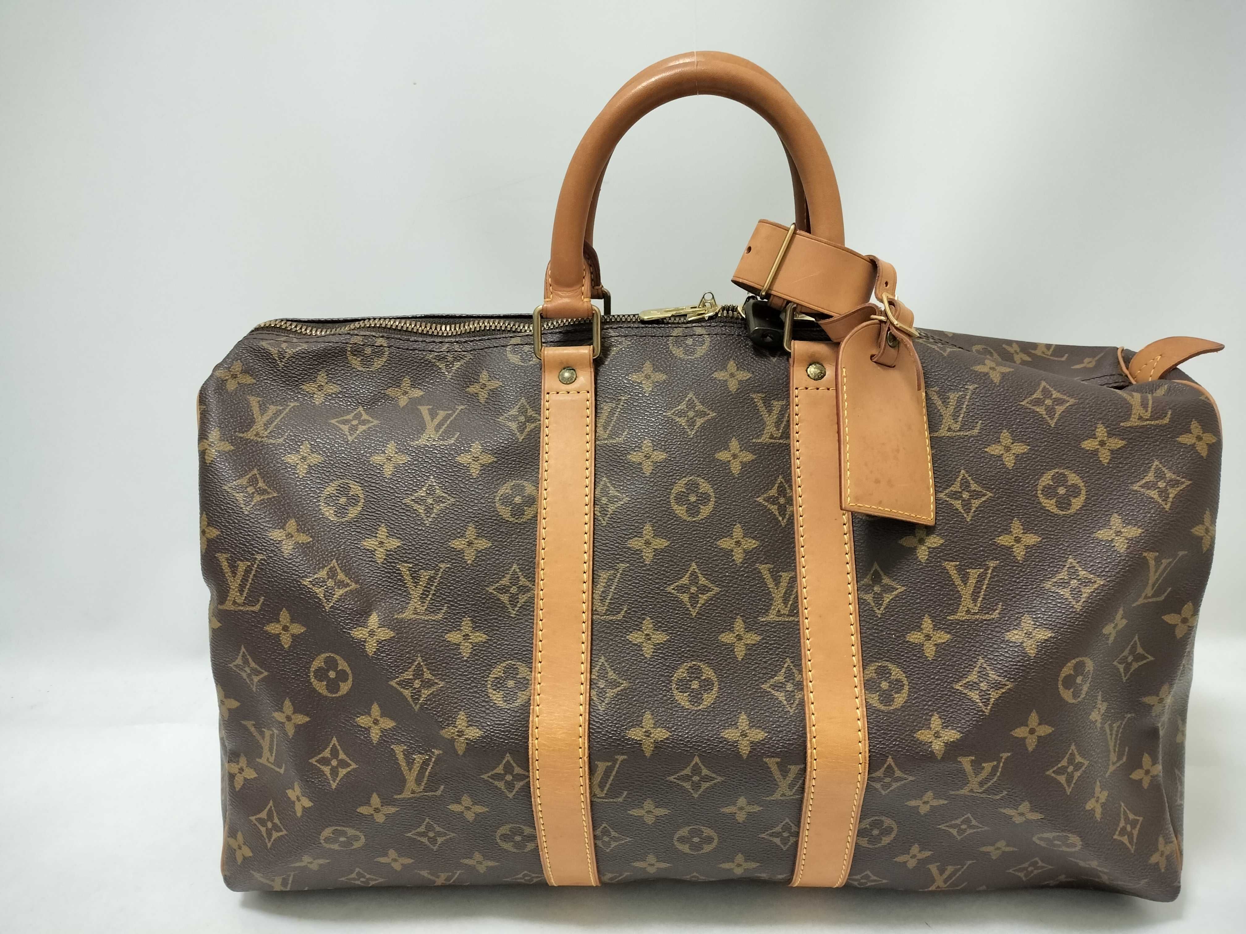 Monogram Keepall 45 Boston Bag with Handle, Name Tag, and Padlock