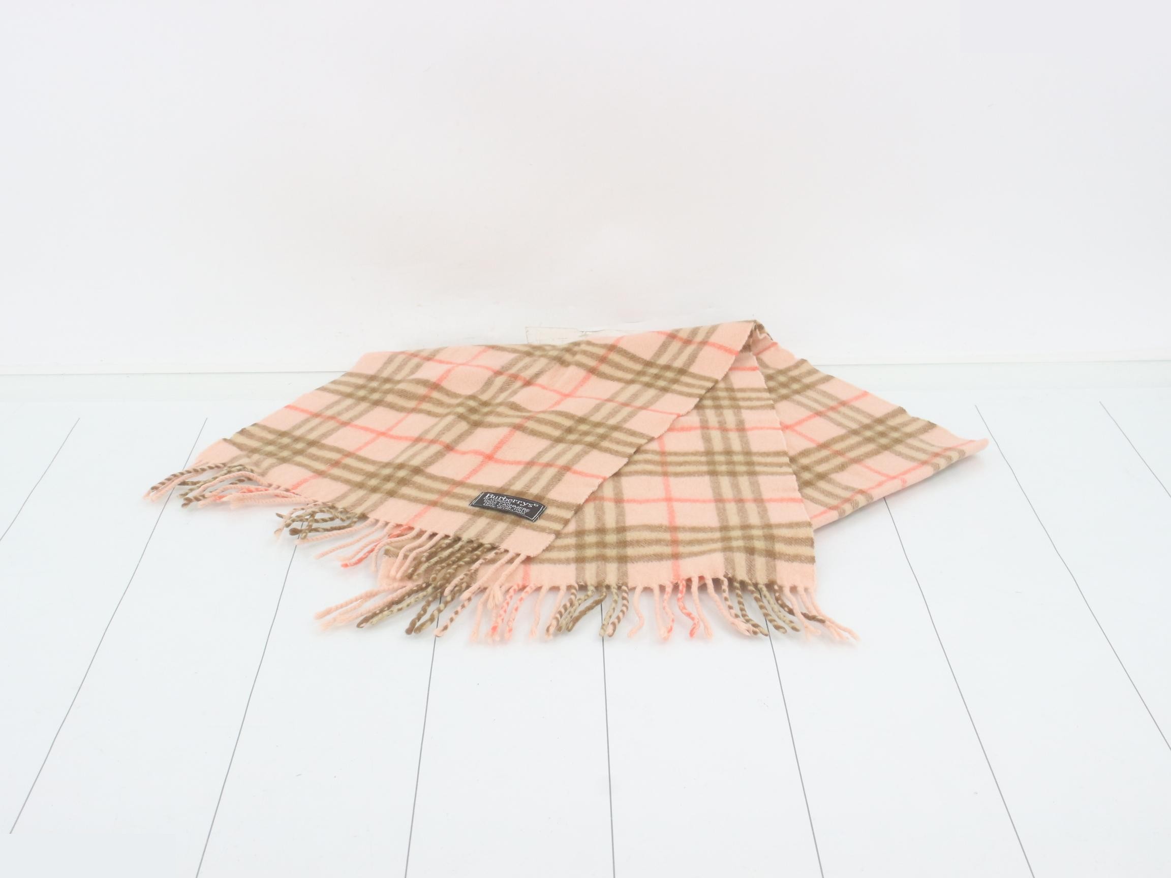 100% Cashmere Scarf, Check Pattern, Pink — view 2