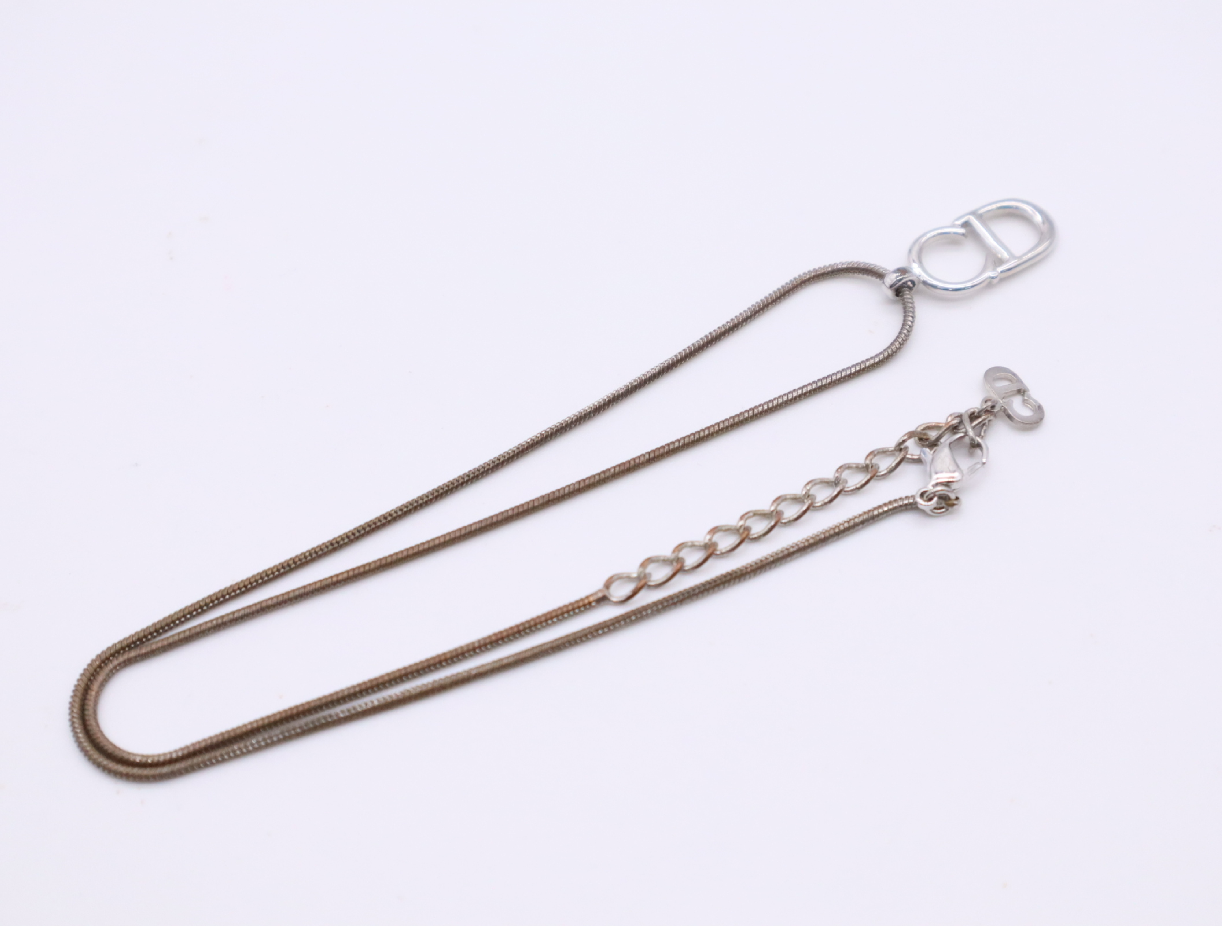 Metal CD Logo Snake Chain Necklace — view 2