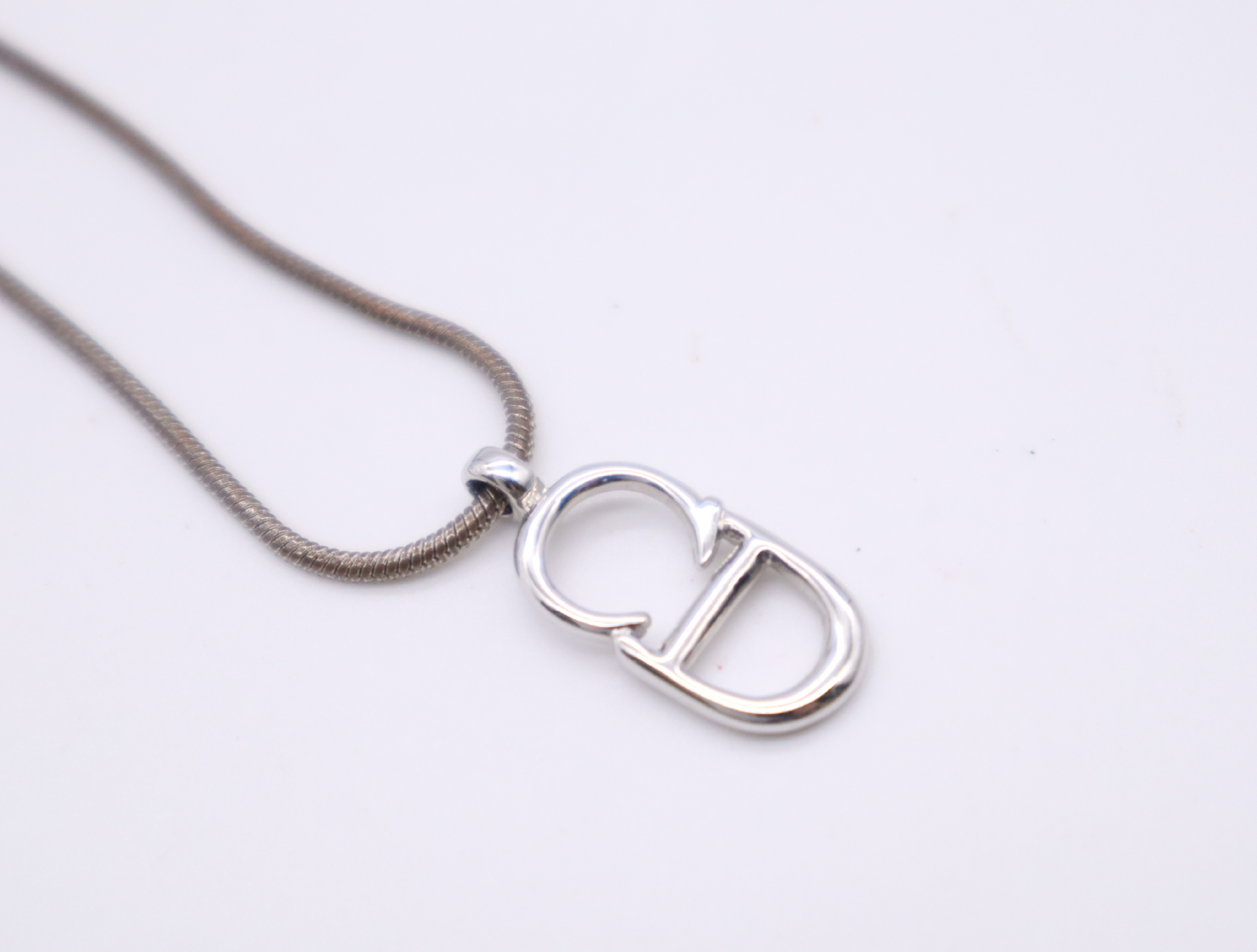 Metal CD Logo Snake Chain Necklace — view 3