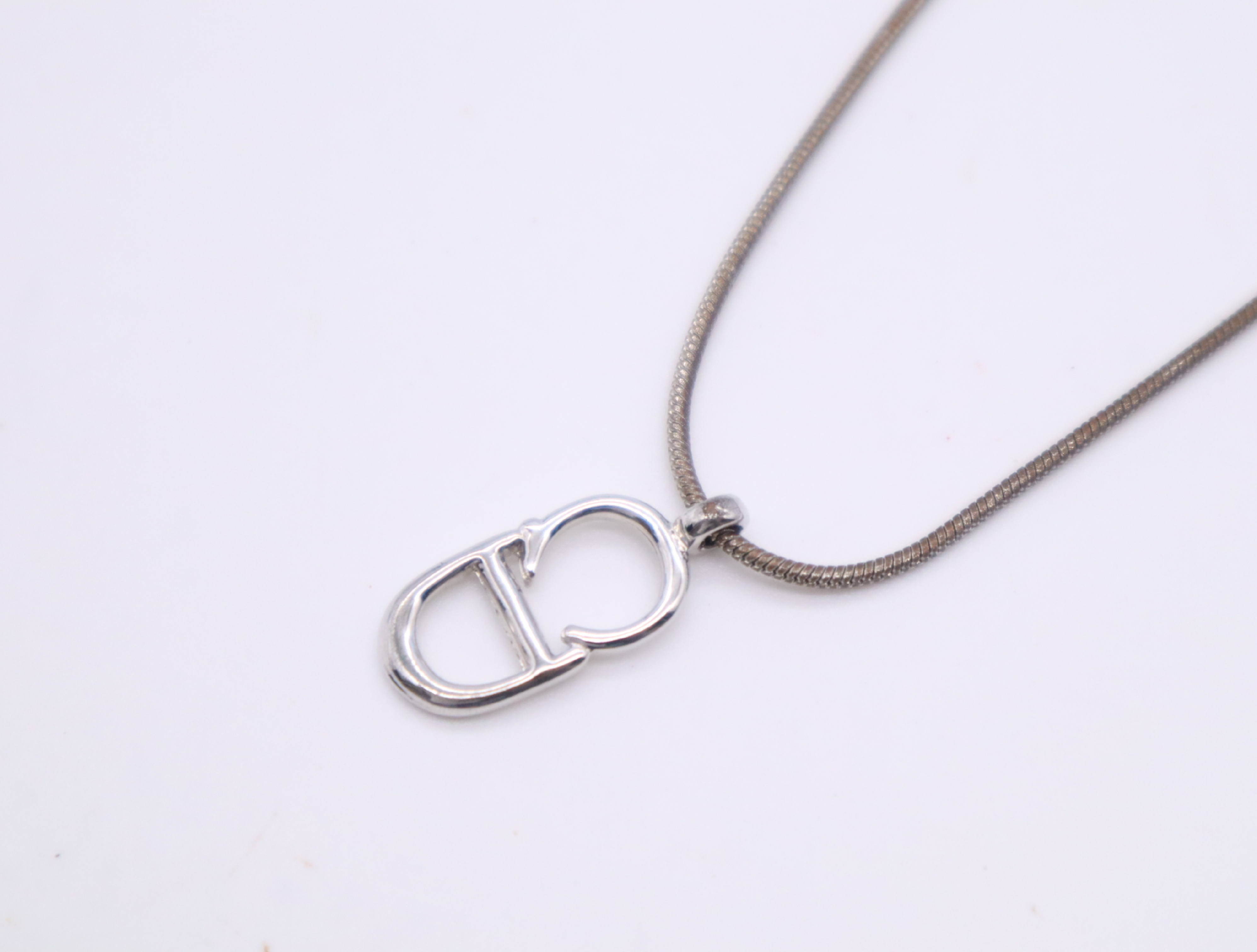 Metal CD Logo Snake Chain Necklace — view 4