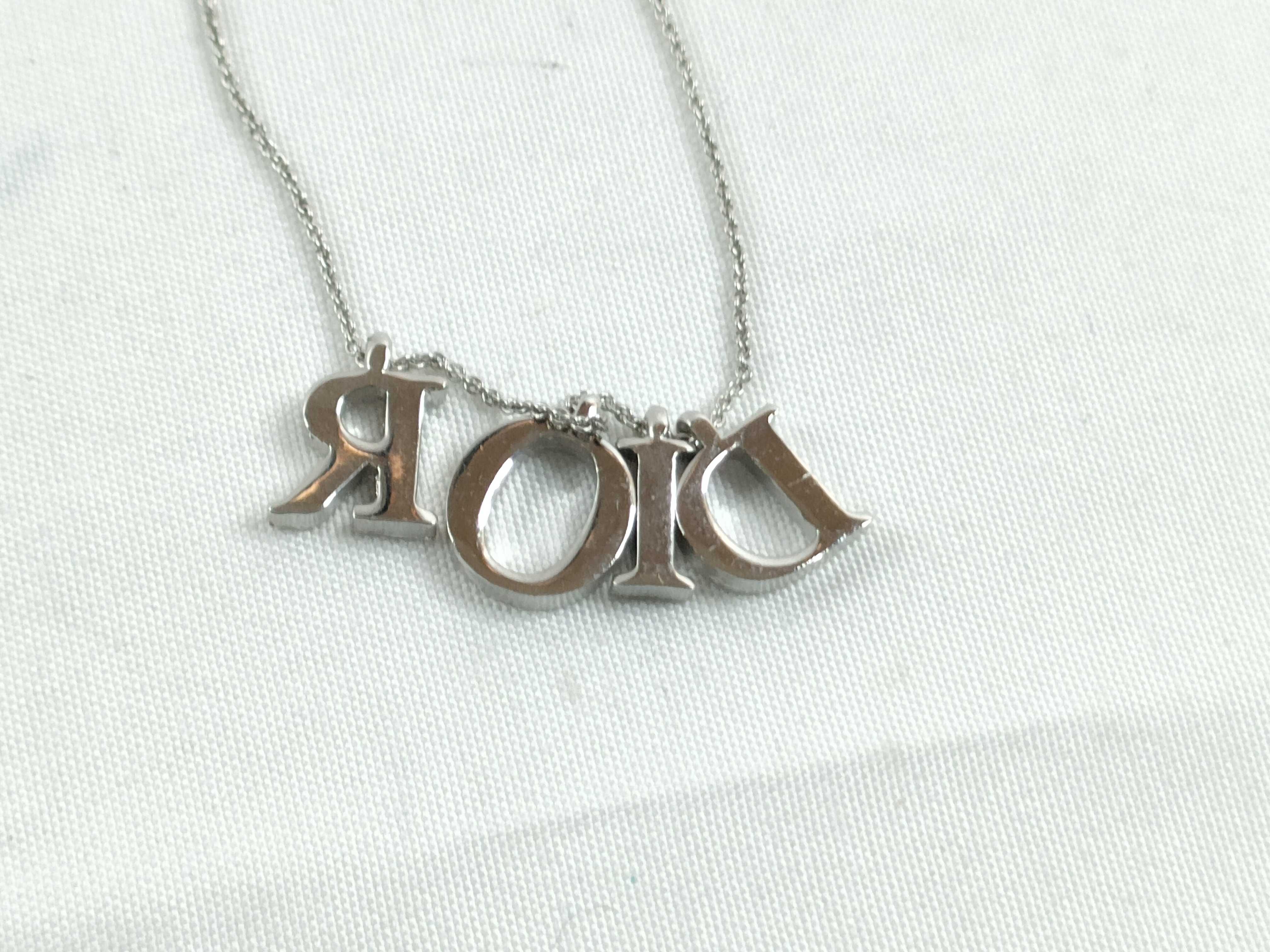 logo necklace, silver necklace — view 2