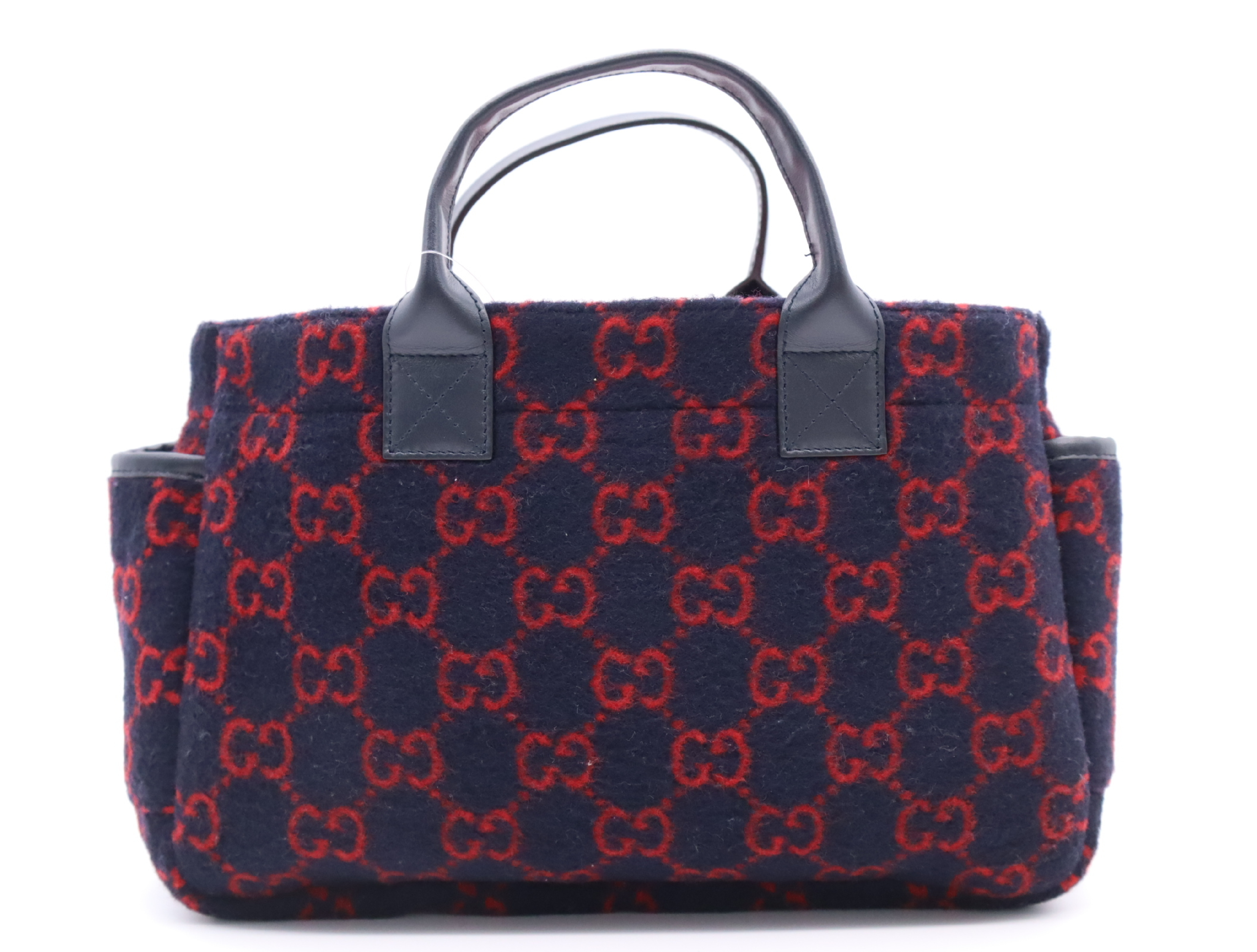 628159GG Wool Children's Tote Bag, Navy/Red, with Dust Bag, Handbag — view 2