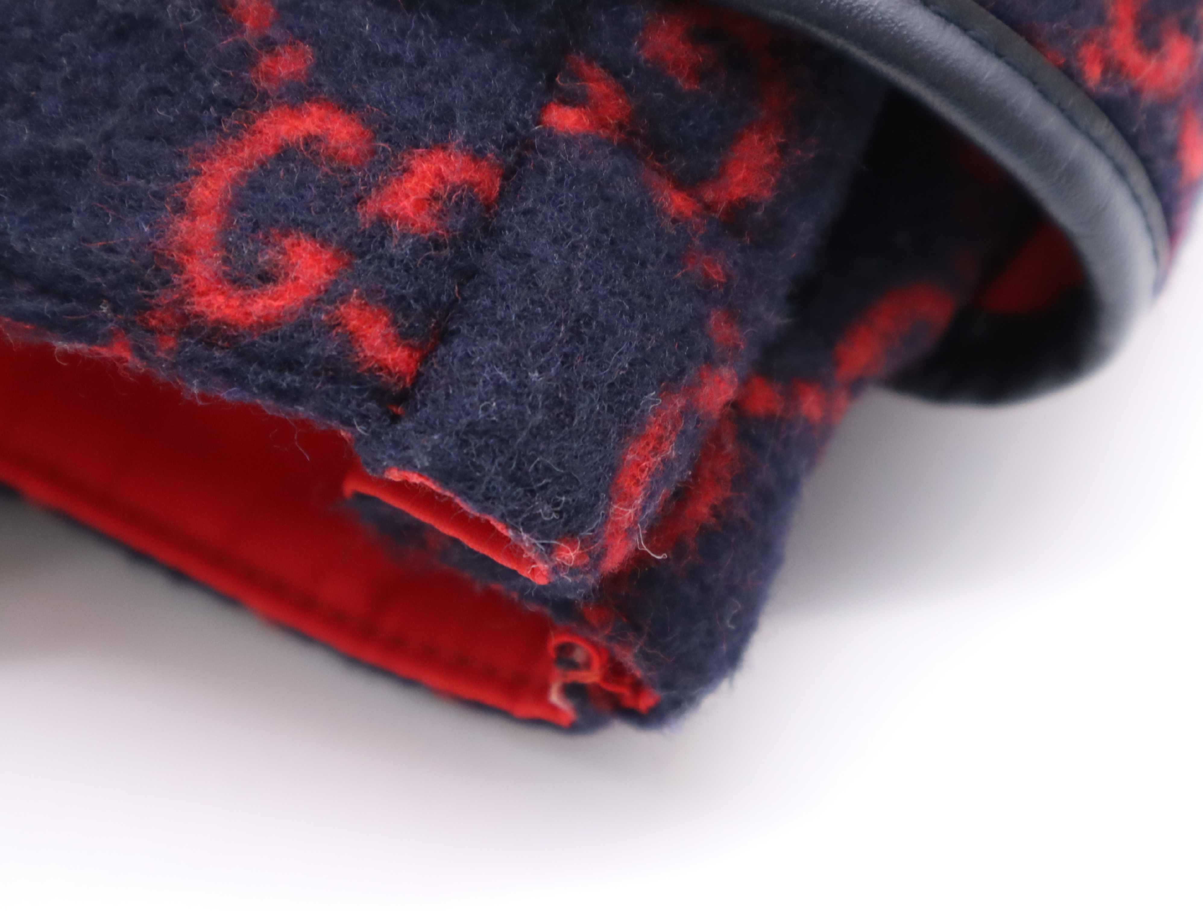 628159GG Wool Children's Tote Bag, Navy/Red, with Dust Bag, Handbag — view 11