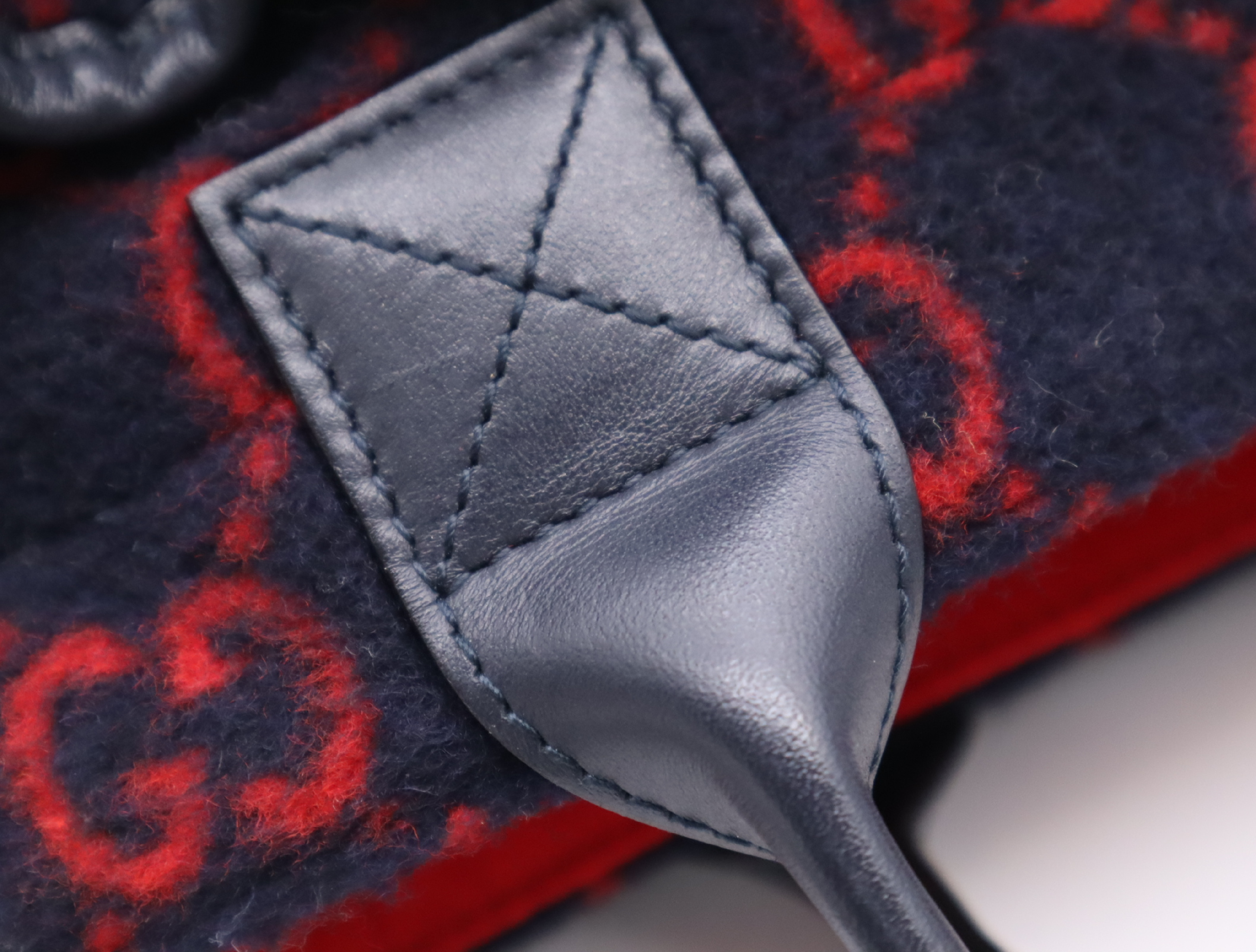 628159GG Wool Children's Tote Bag, Navy/Red, with Dust Bag, Handbag — view 9