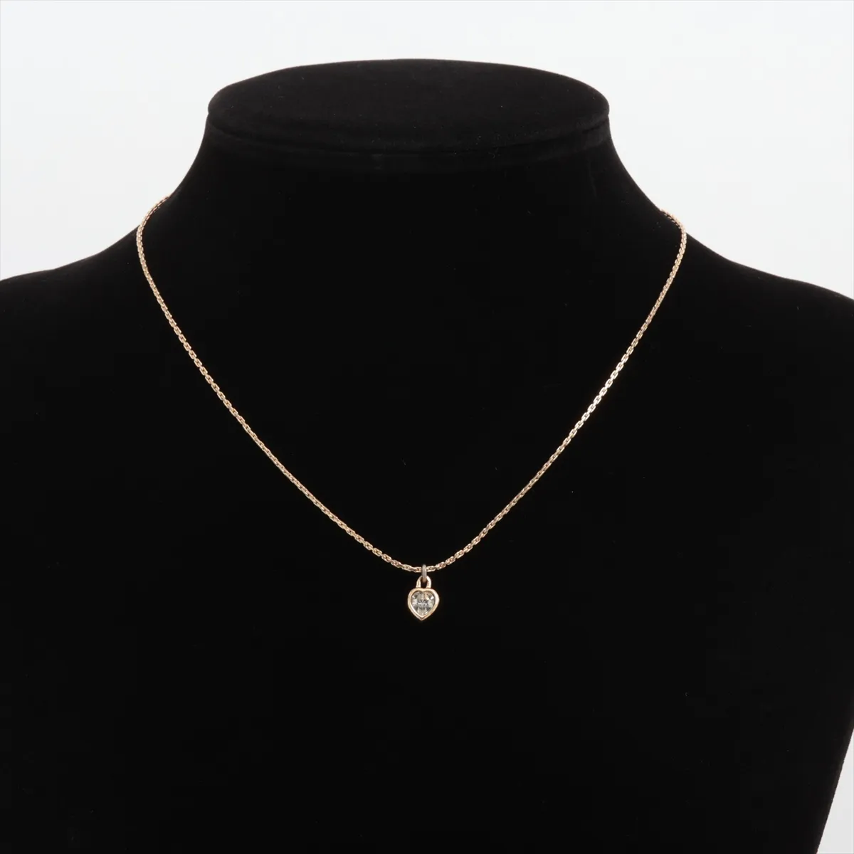 Heart Necklace, GP x Rhinestone, Gold, — view 5