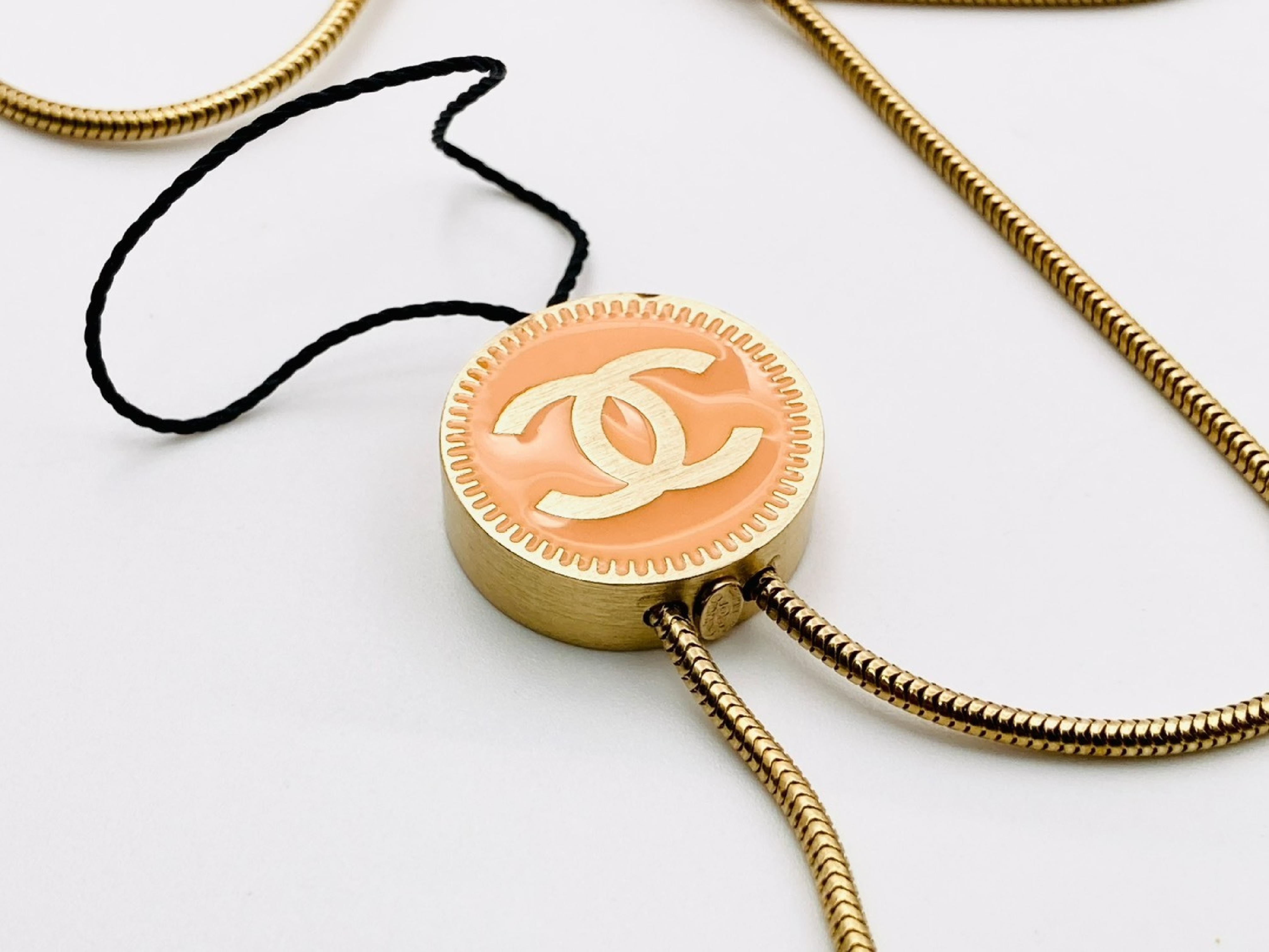 Coco Mark Snake Chain Necklace 03P Gold x Orange Strap — view 2