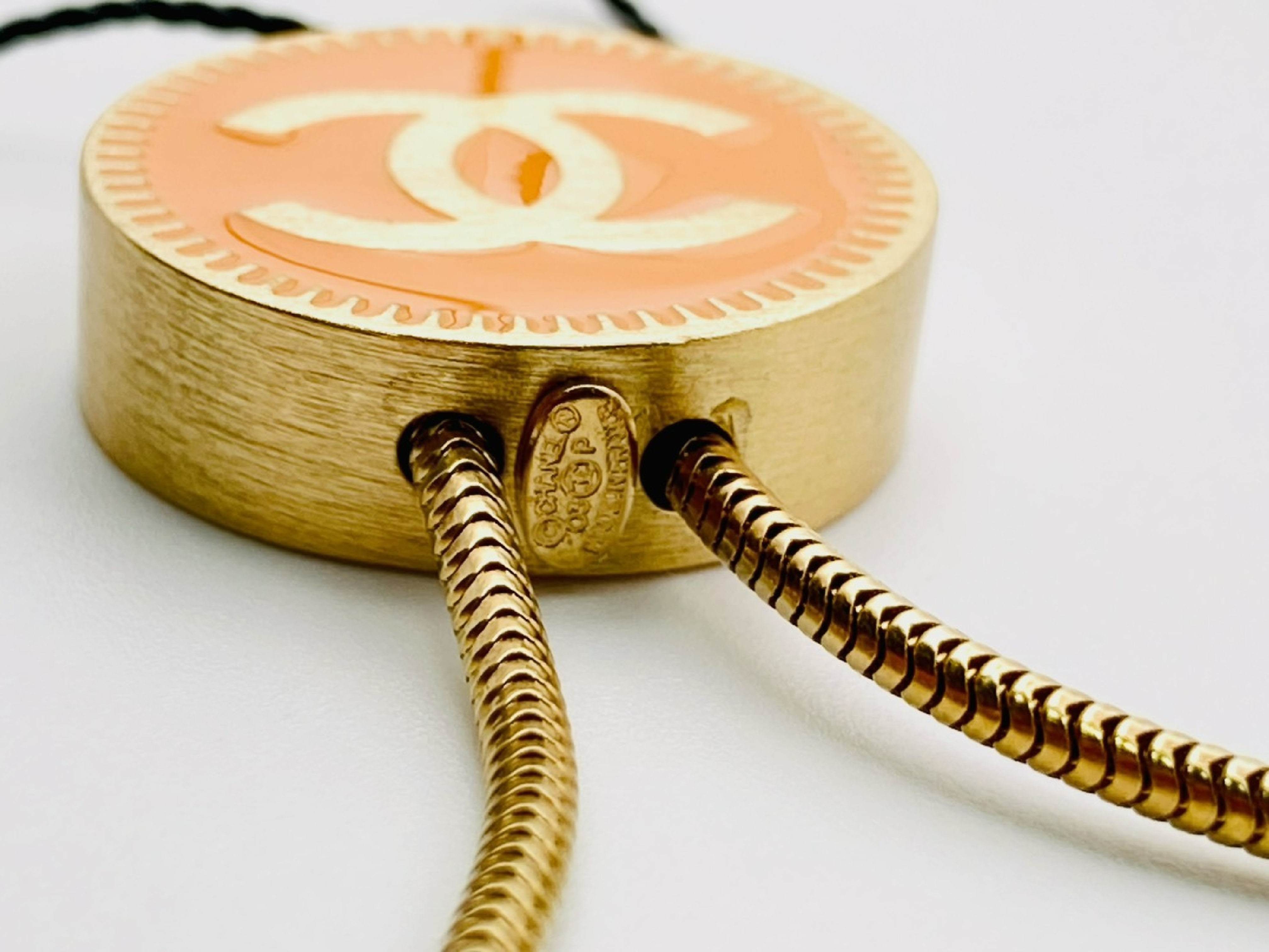 Coco Mark Snake Chain Necklace 03P Gold x Orange Strap — view 3