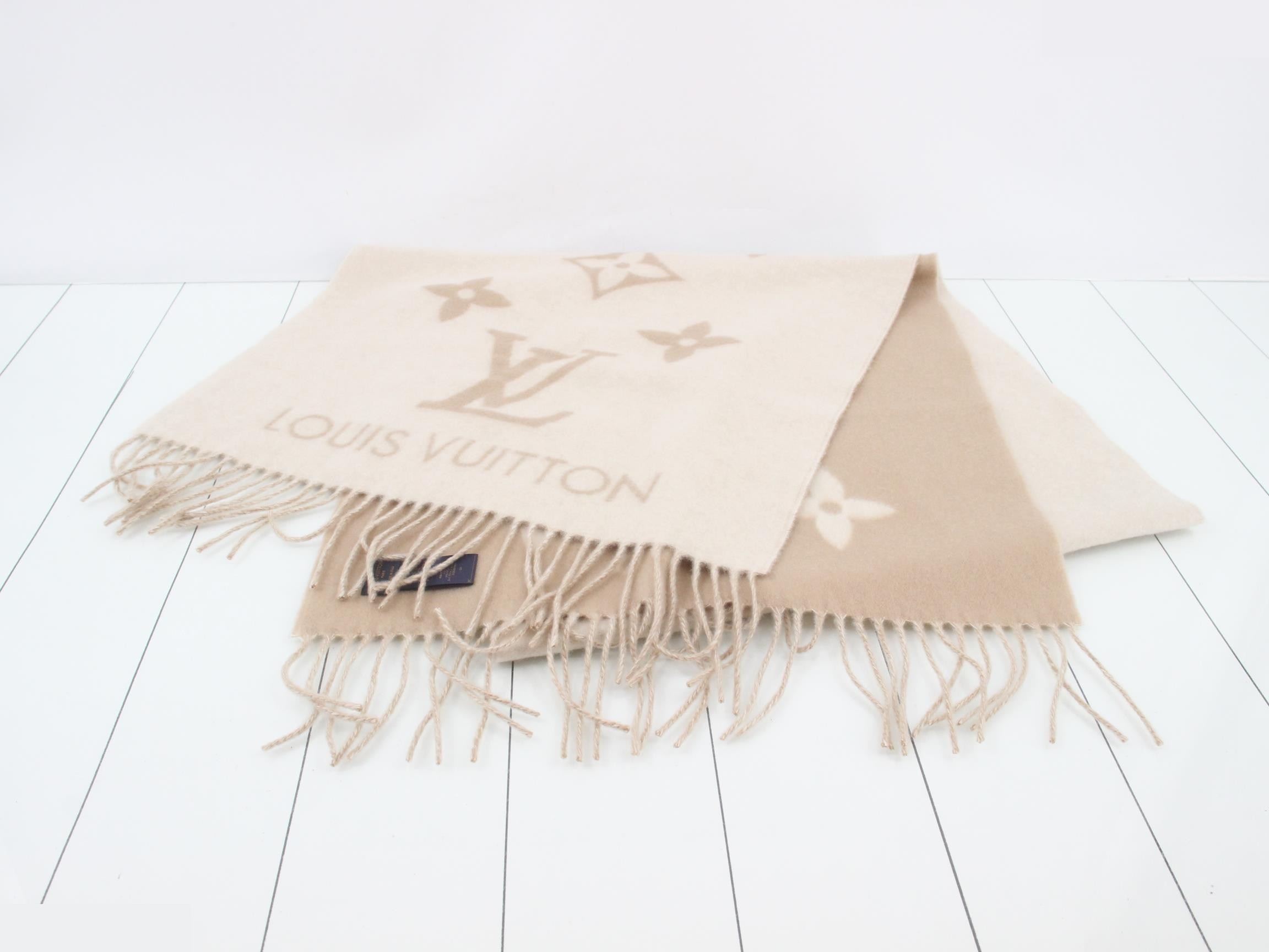 Monogram cashmere stole with tags — view 2