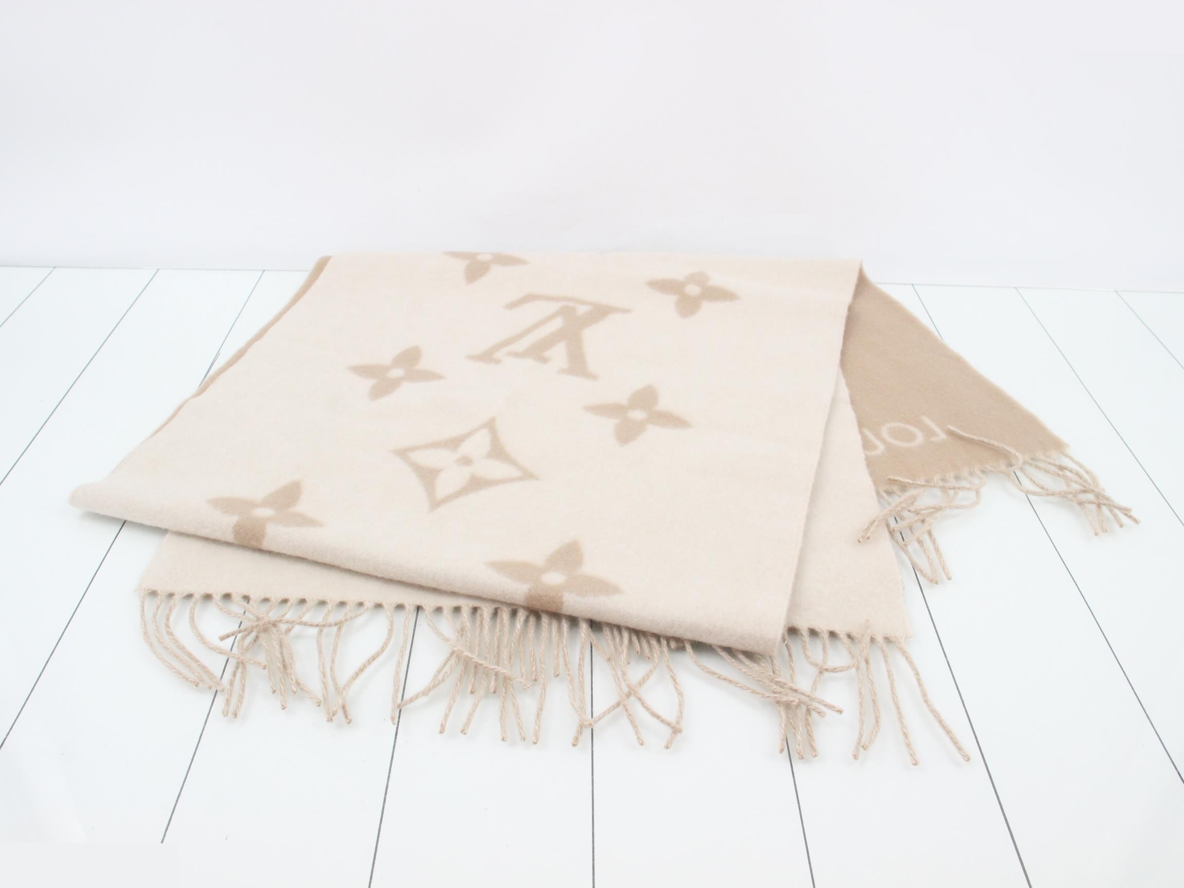 Monogram cashmere stole with tags — view 3