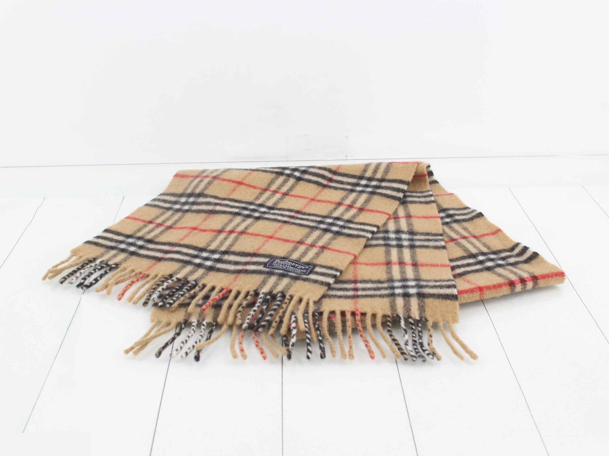 Nova Check Scarf, Beige, 100% Wool — view 2