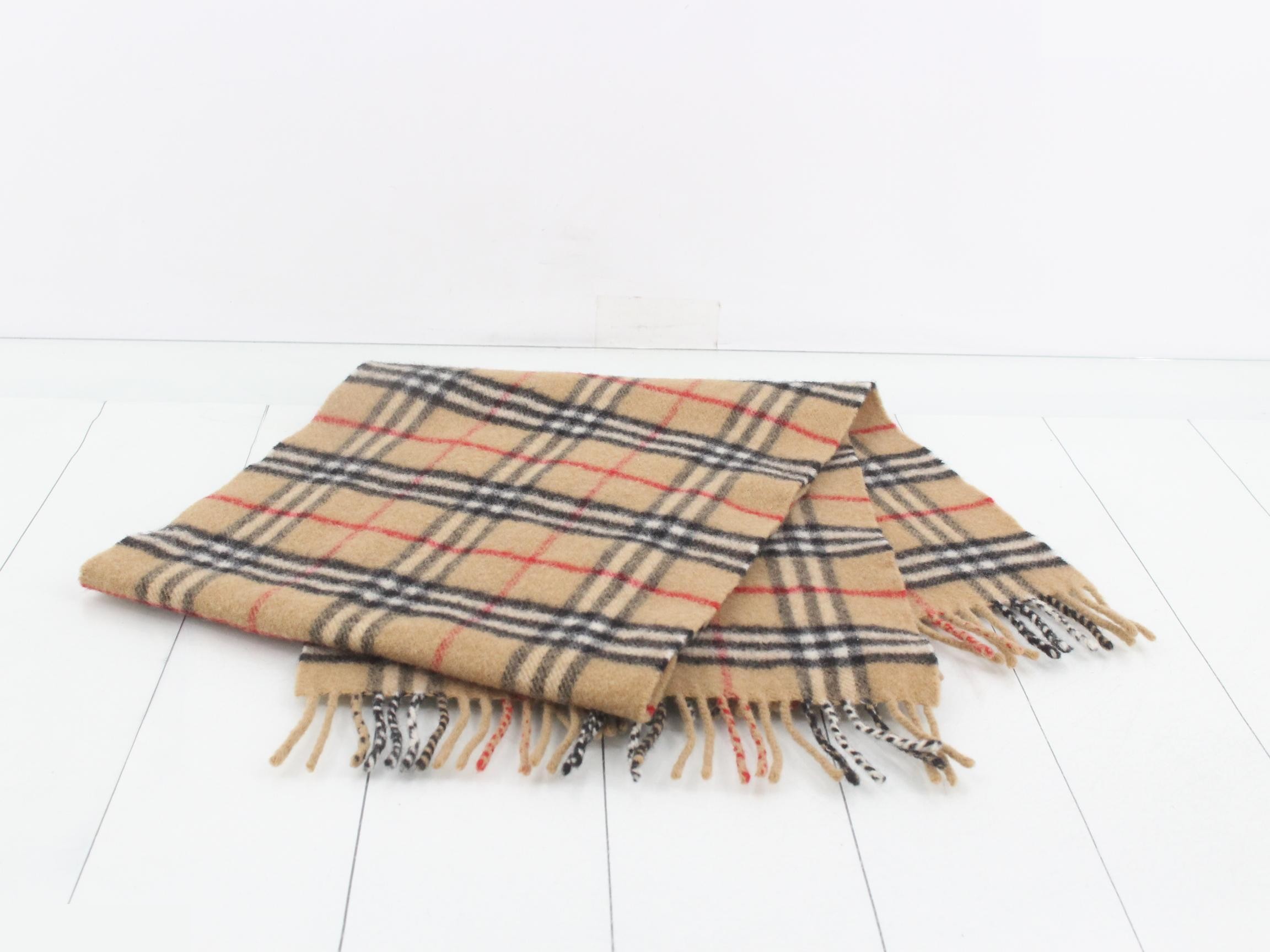 Nova Check Scarf, Beige, 100% Wool — view 3