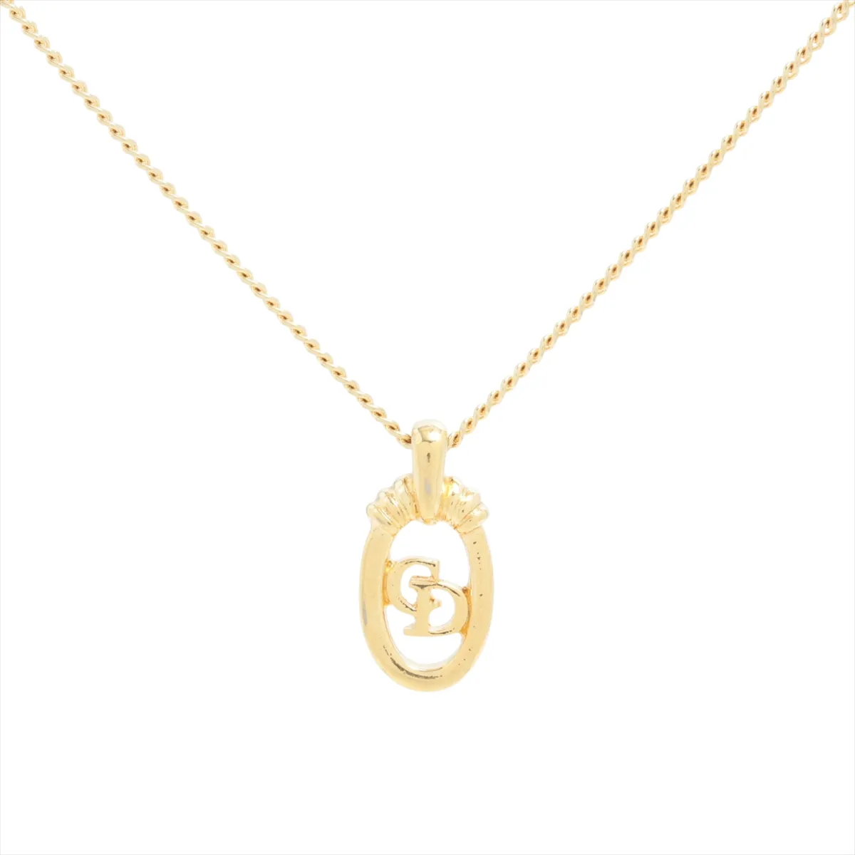 CD logo necklace, GP gold. Shows signs of wear,