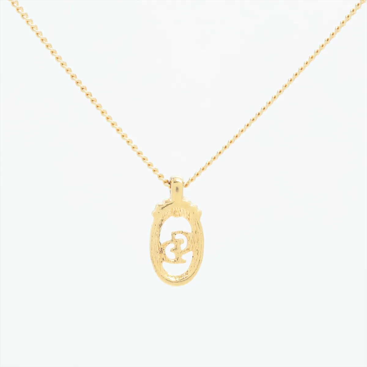 CD logo necklace, GP gold. Shows signs of wear, — view 2