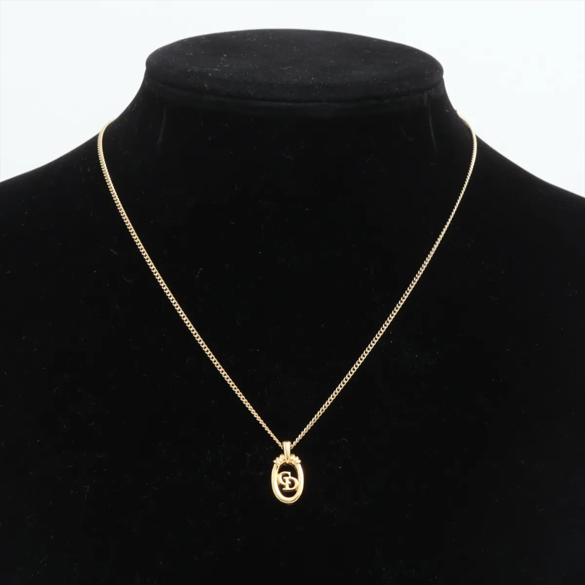 CD logo necklace, GP gold. Shows signs of wear, — view 5
