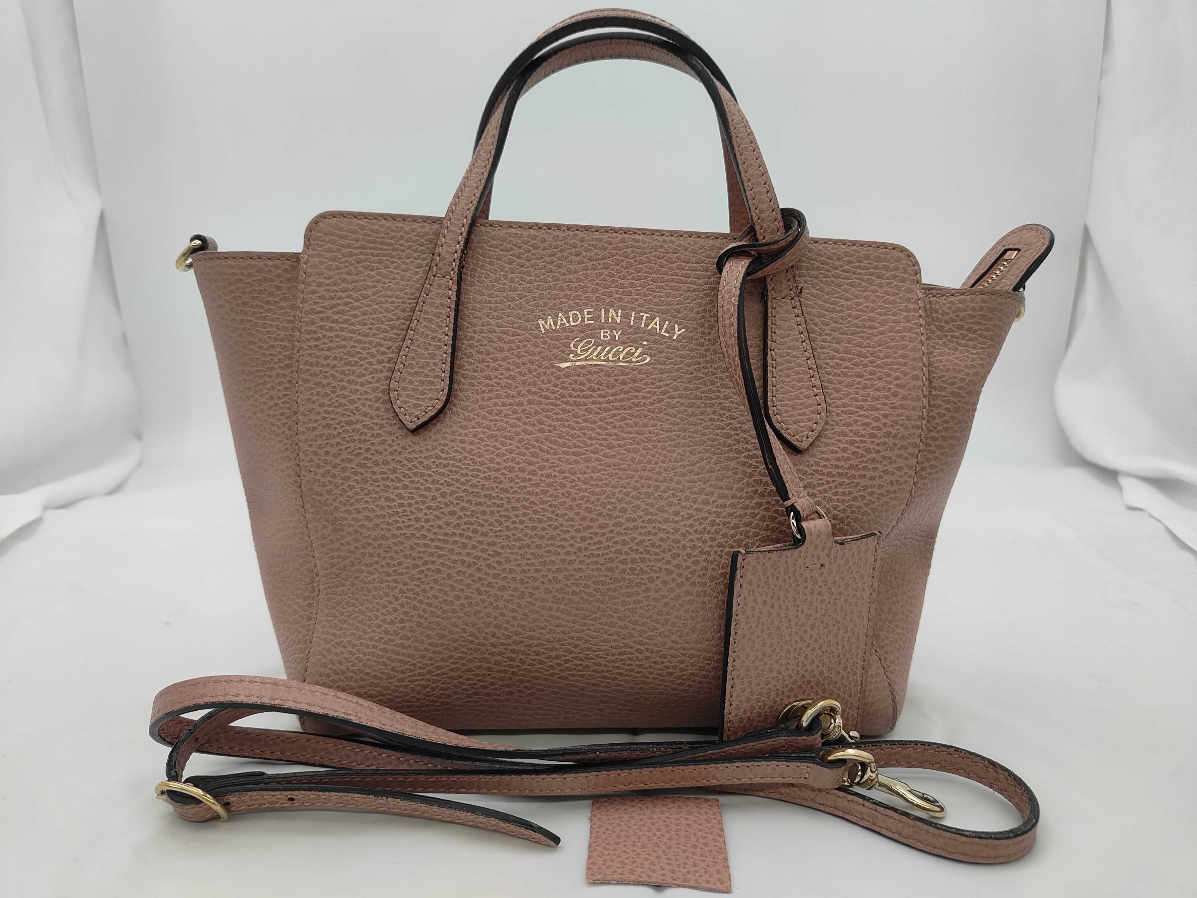 Leather 2-way Pink Handbag