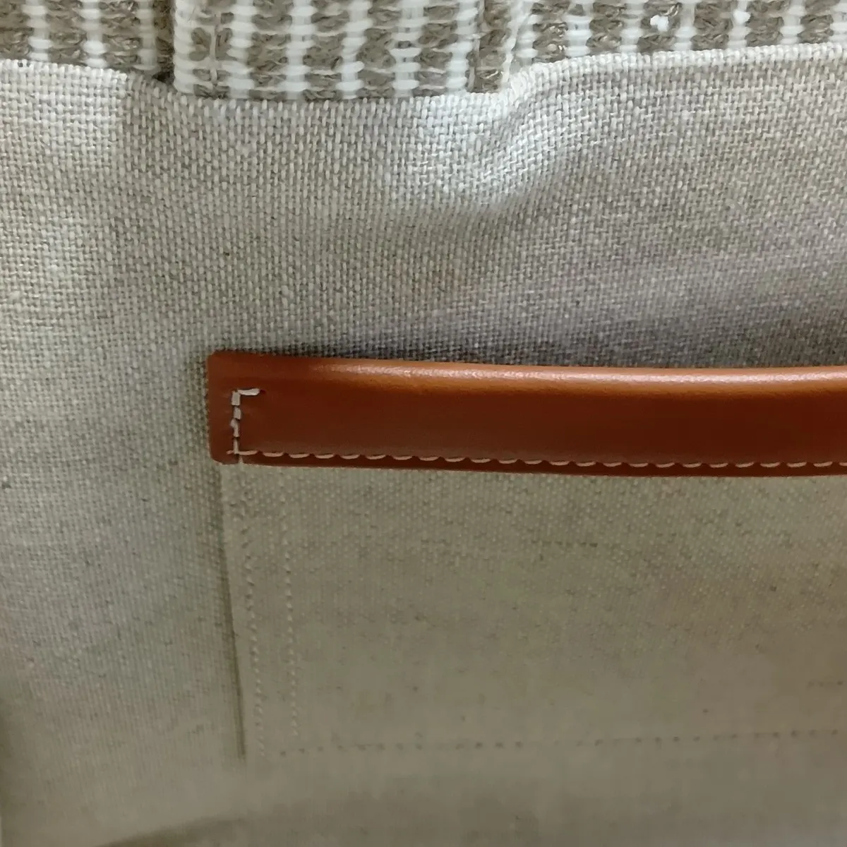 Triomphe Small Cabas Thais Canvas x Leather 2-Way Handbag Beige x Brown — view 12