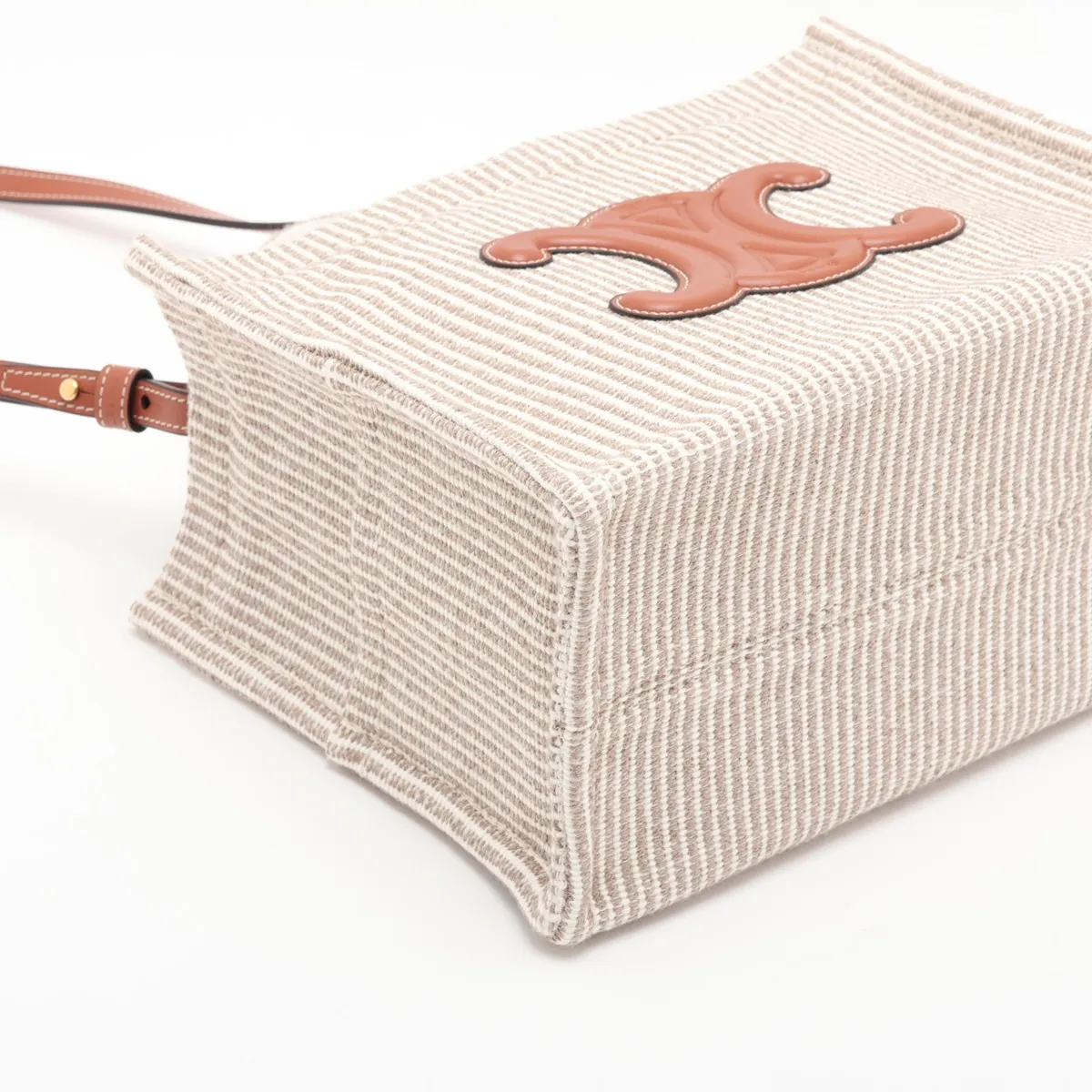 Triomphe Small Cabas Thais Canvas x Leather 2-Way Handbag Beige x Brown — view 4