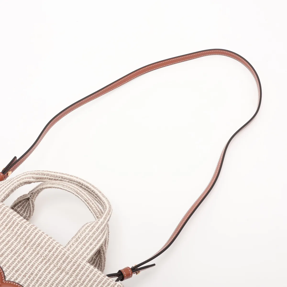 Triomphe Small Cabas Thais Canvas x Leather 2-Way Handbag Beige x Brown — view 7