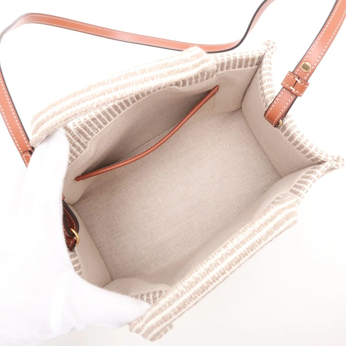 Triomphe Small Cabas Thais Canvas x Leather 2-Way Handbag Beige x Brown — view 8