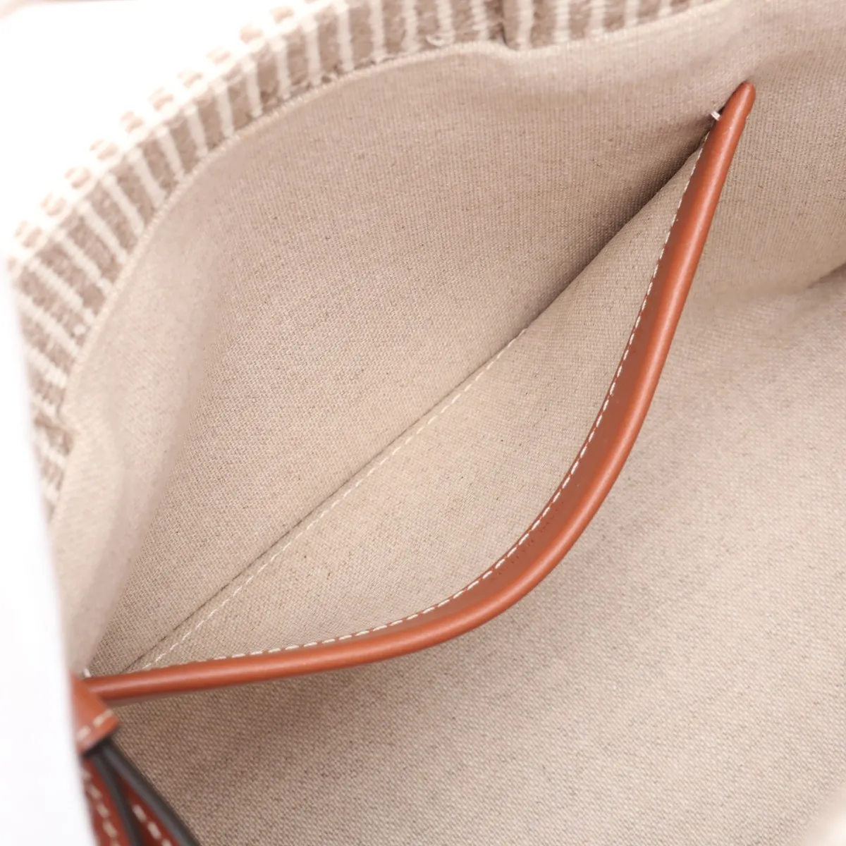 Triomphe Small Cabas Thais Canvas x Leather 2-Way Handbag Beige x Brown — view 9