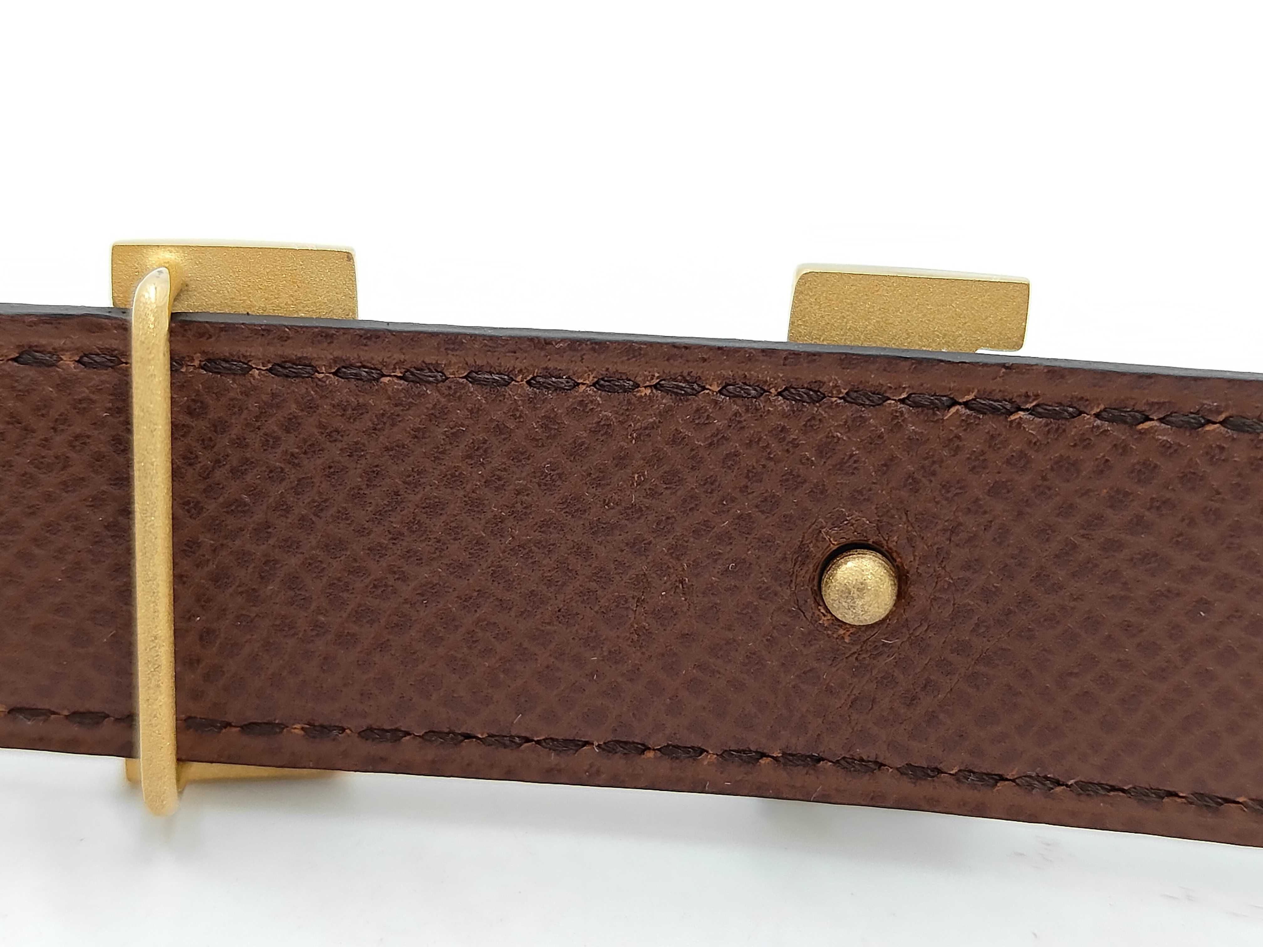 Constance belt with H-buckle, gold hardware, and H-logo. — view 3